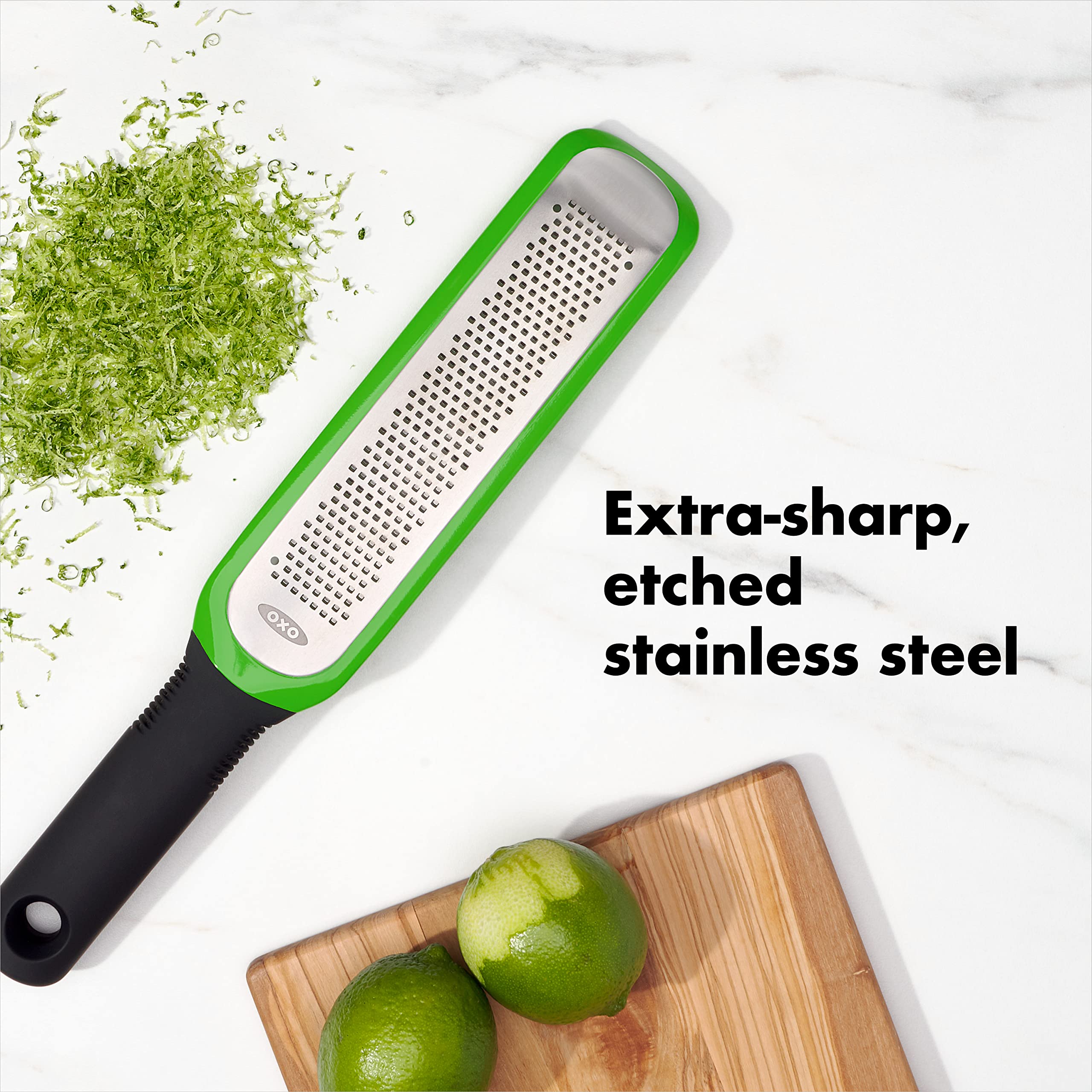 OXO Good Grips Etched Zester - Stainless Steel, Dishwasher Safe, Green 3