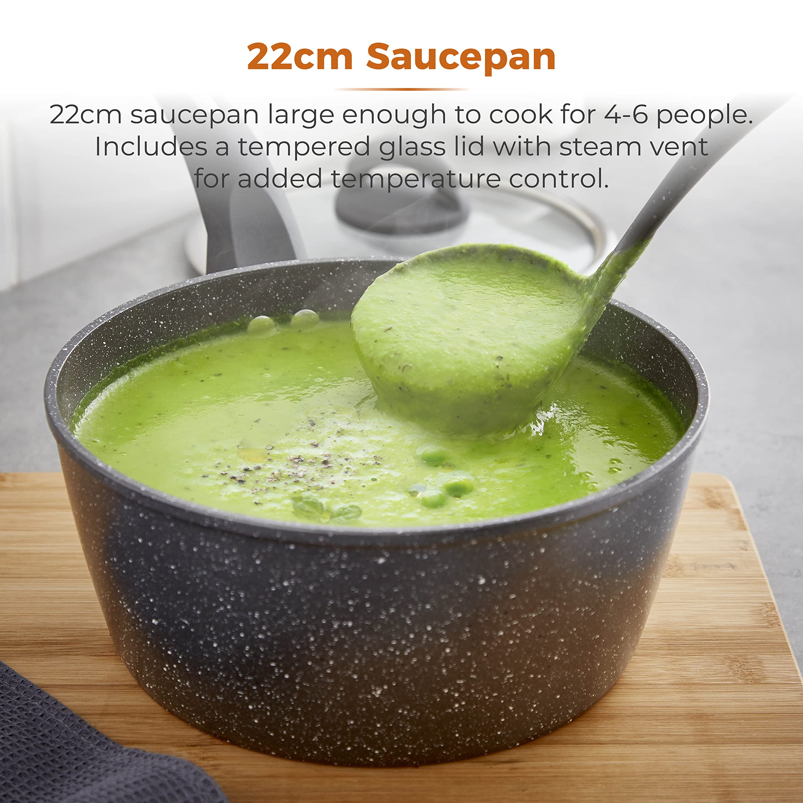Tower T81219 Cerastone Forged Saucepan - 22cm Diameter | Non-Stick | Graphite 3