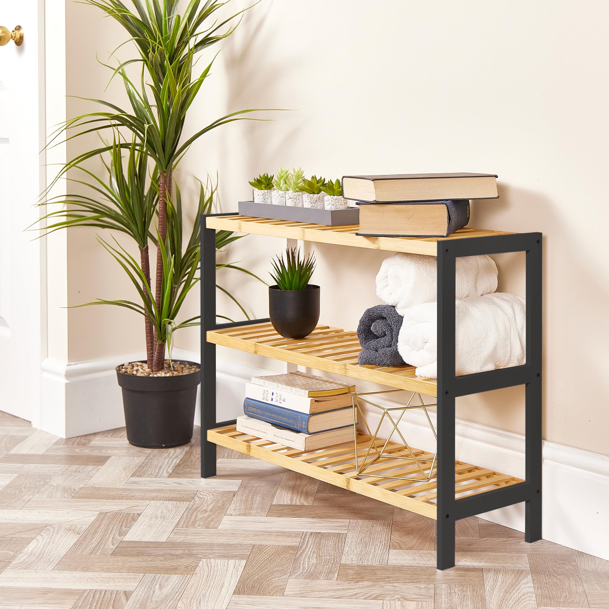 KEPLIN 3-Tier Bamboo Shoe Rack - Space-Saving Storage | Moisture-Resistant | Easy Assembly 7