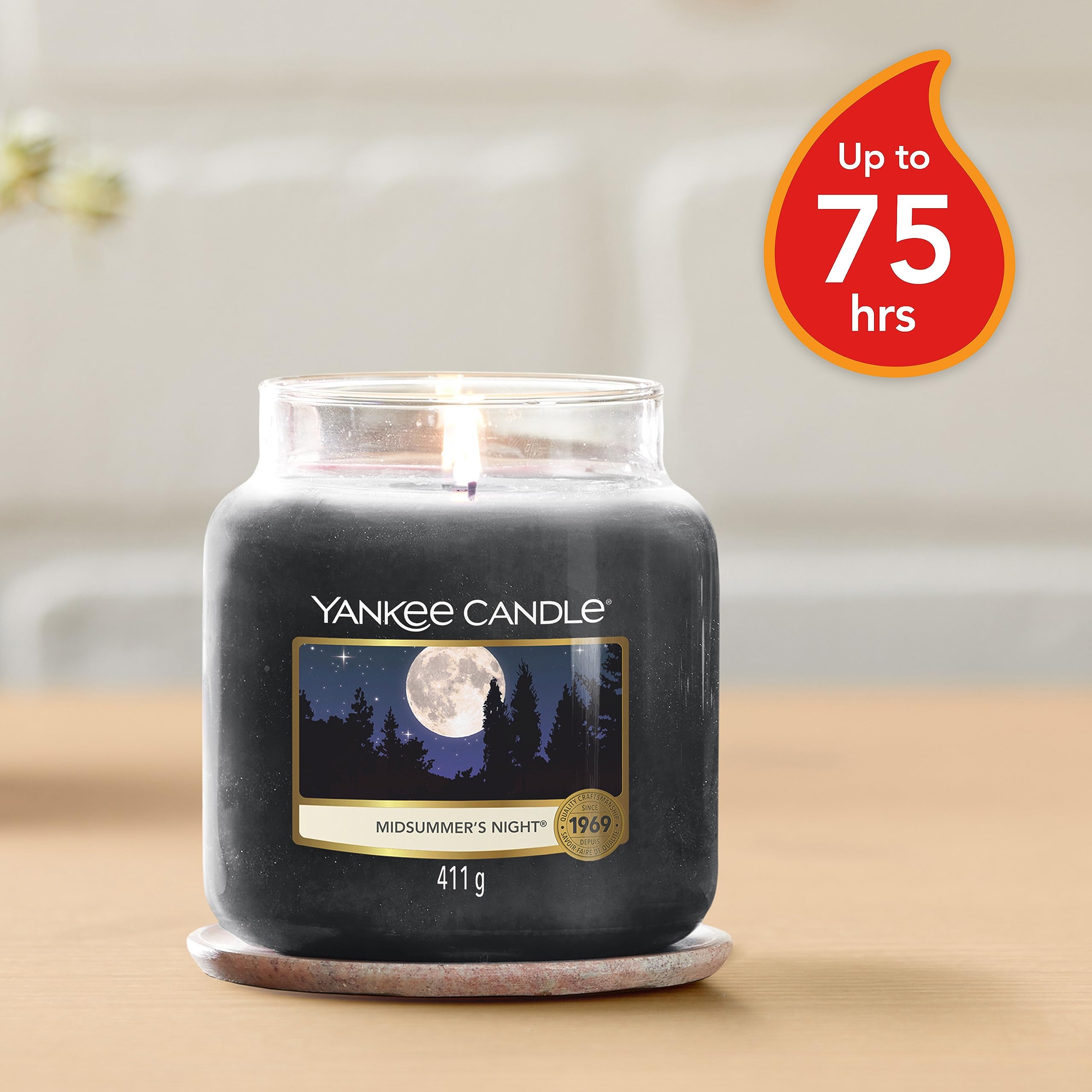 Yankee Candle Midsummers Night Medium Jar Candle - Masculine Blend Scent | 839g 3
