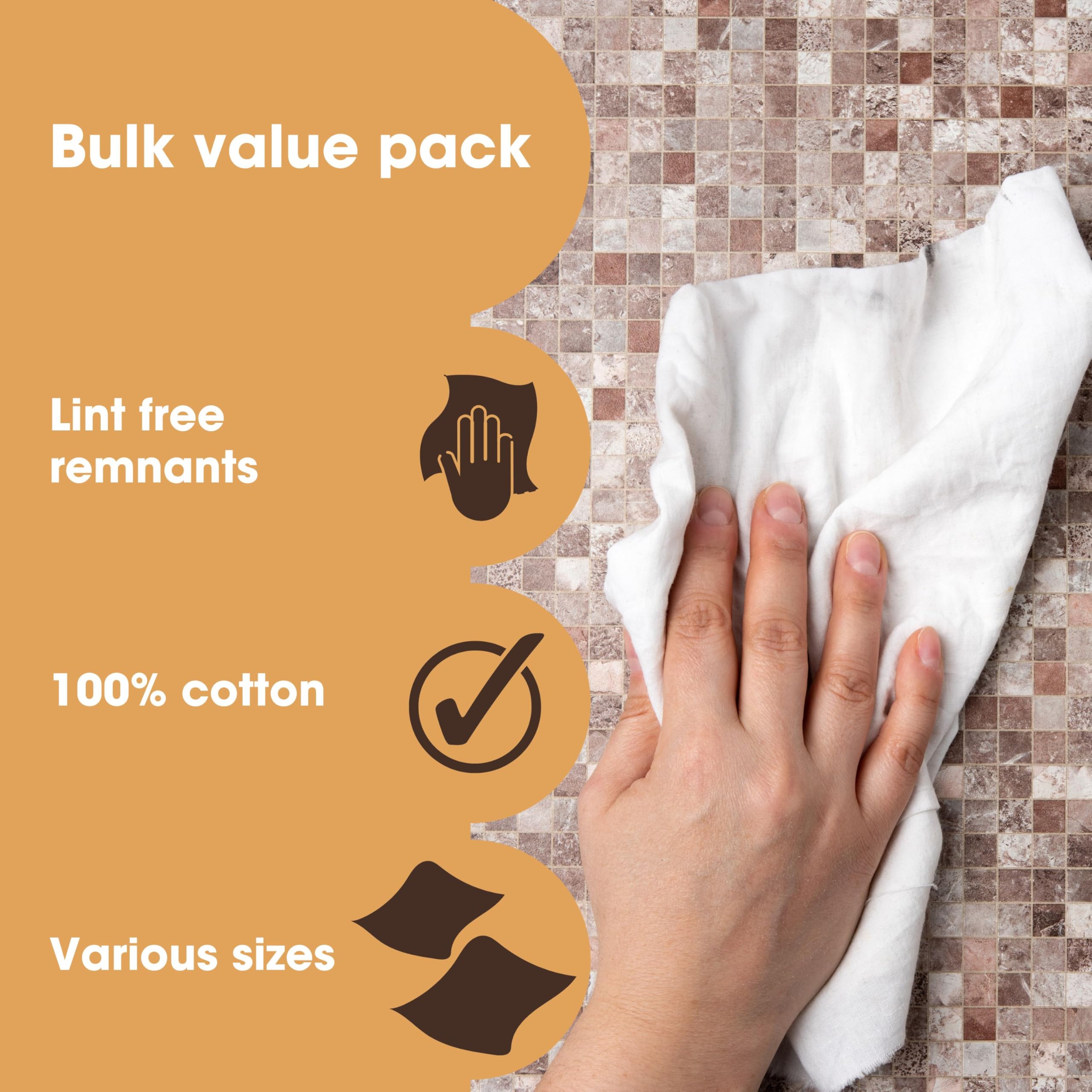 Furniture Clinic Lint Free Cotton Cloth Rags - 10kg Bulk Bag | White, Washable 2