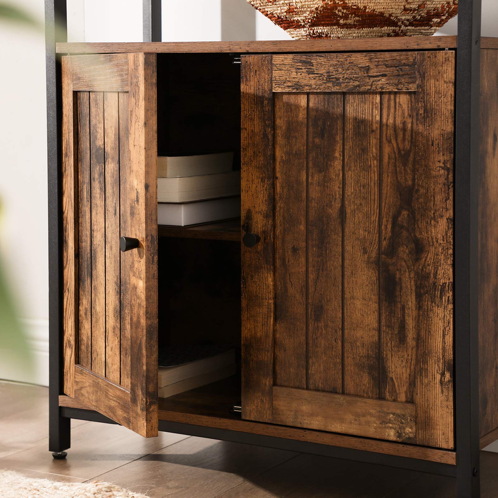 VASAGLE Storage Cabinet - Industrial Style Sideboard | Rustic Brown & Black | Adjustable Shelves 6