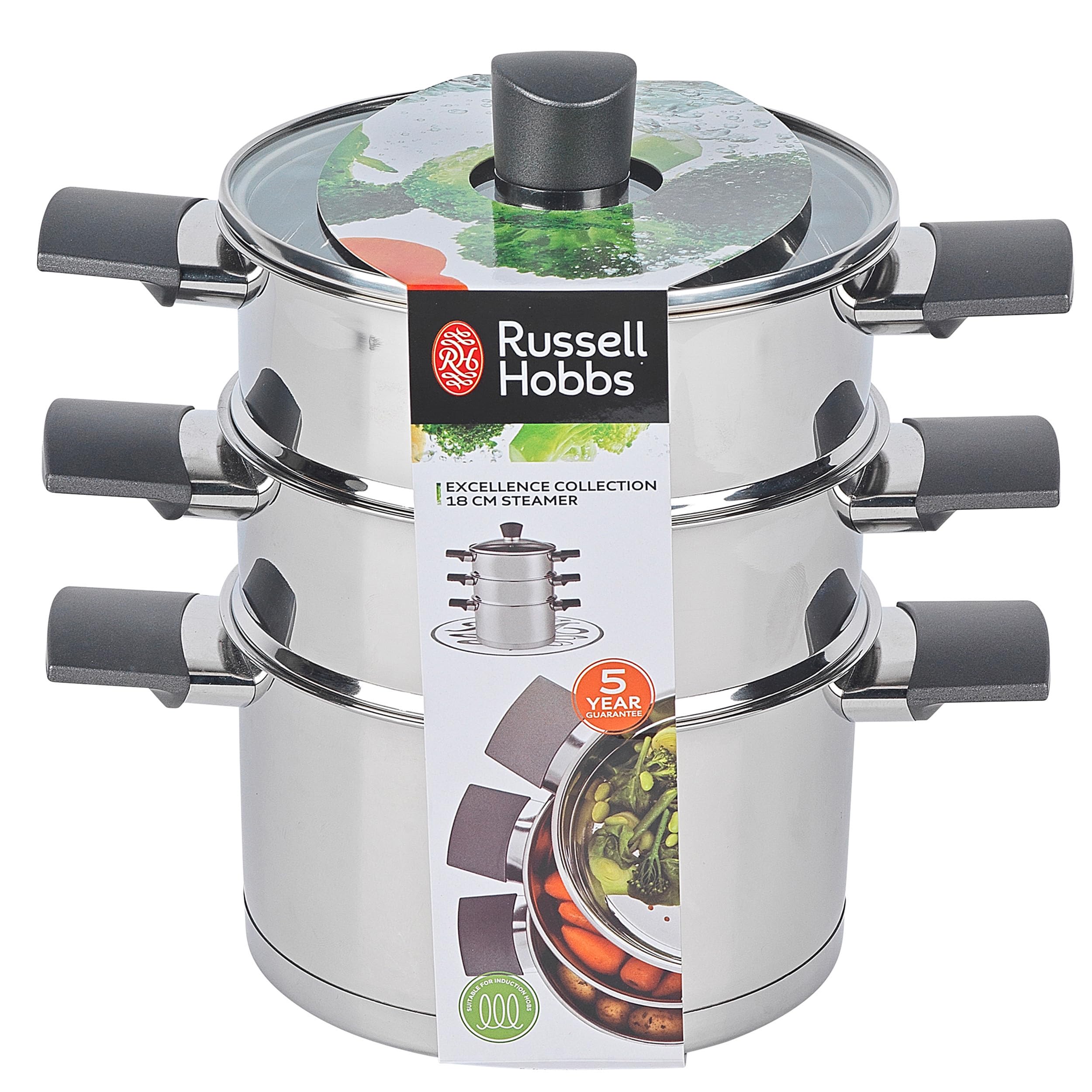 Russell Hobbs RH01170EU Excellence 3 Tier Steamer - 18 cm Stainless Steel, Induction Suitable 9