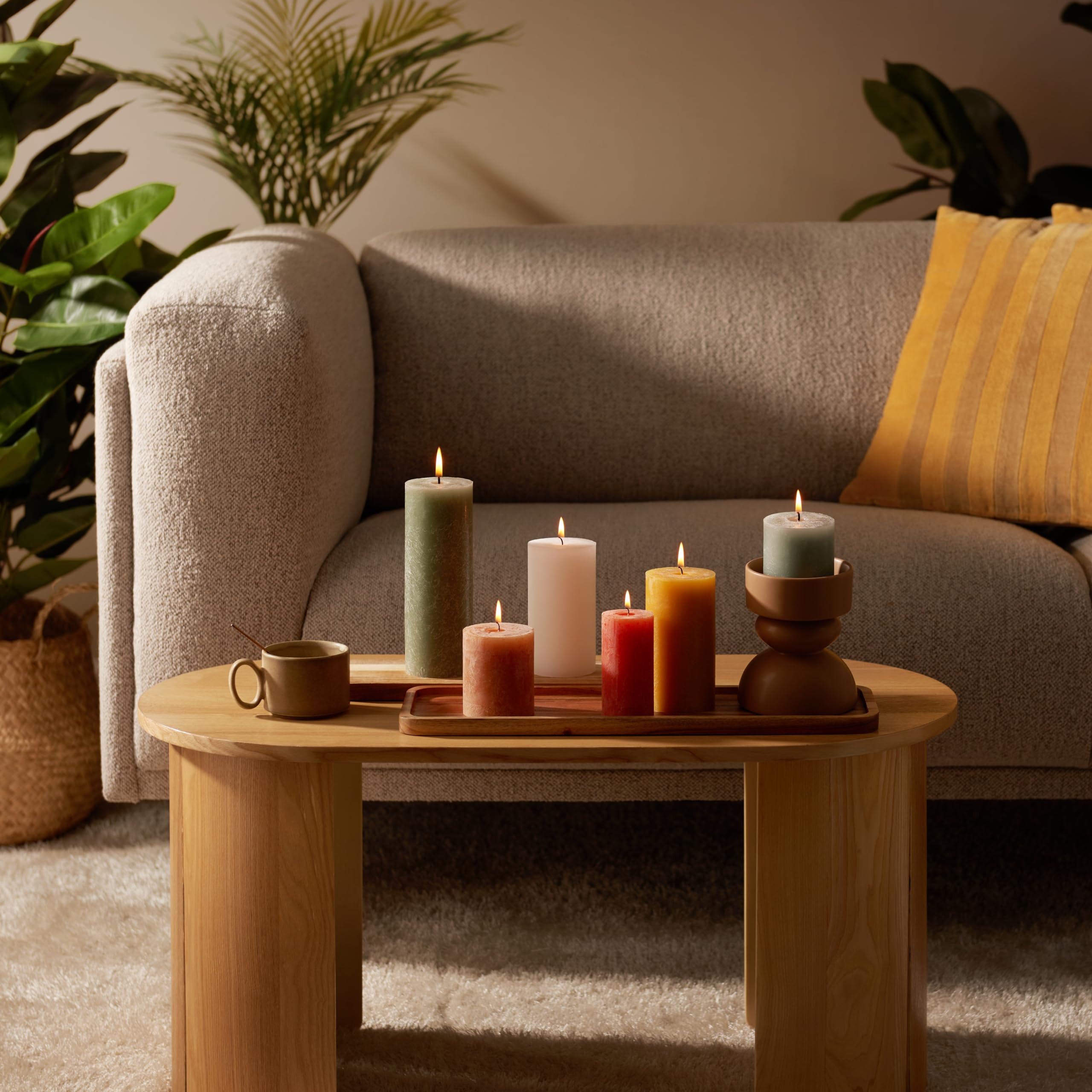 BOLSIUS Rustic Pillar Candles - Gift Set of 6 | Retro Color | Unscented | Long Burning