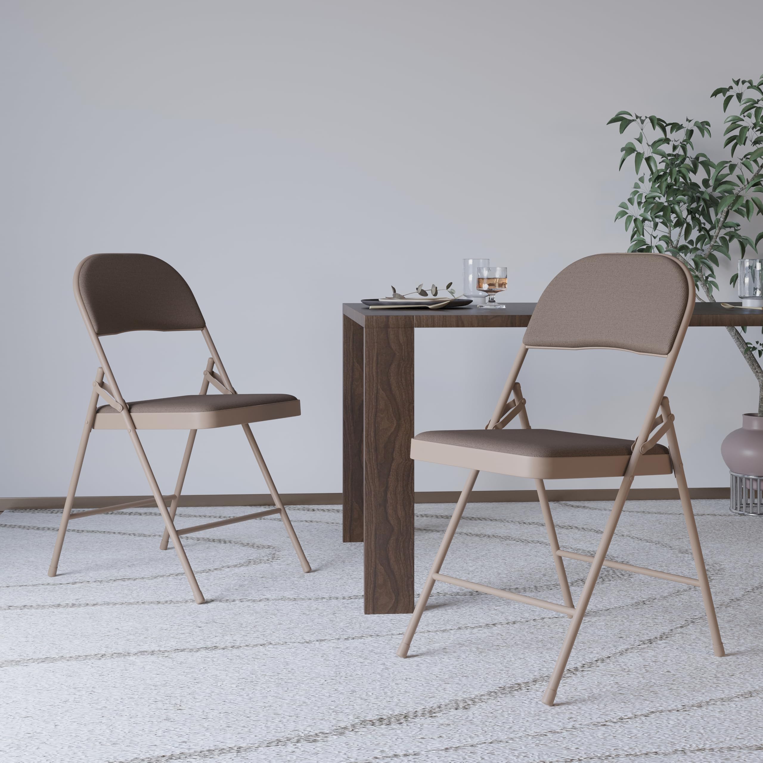 Build Rapido Padded Folding Chair - Heavy Duty Steel Frame | Brown | Oversized 4