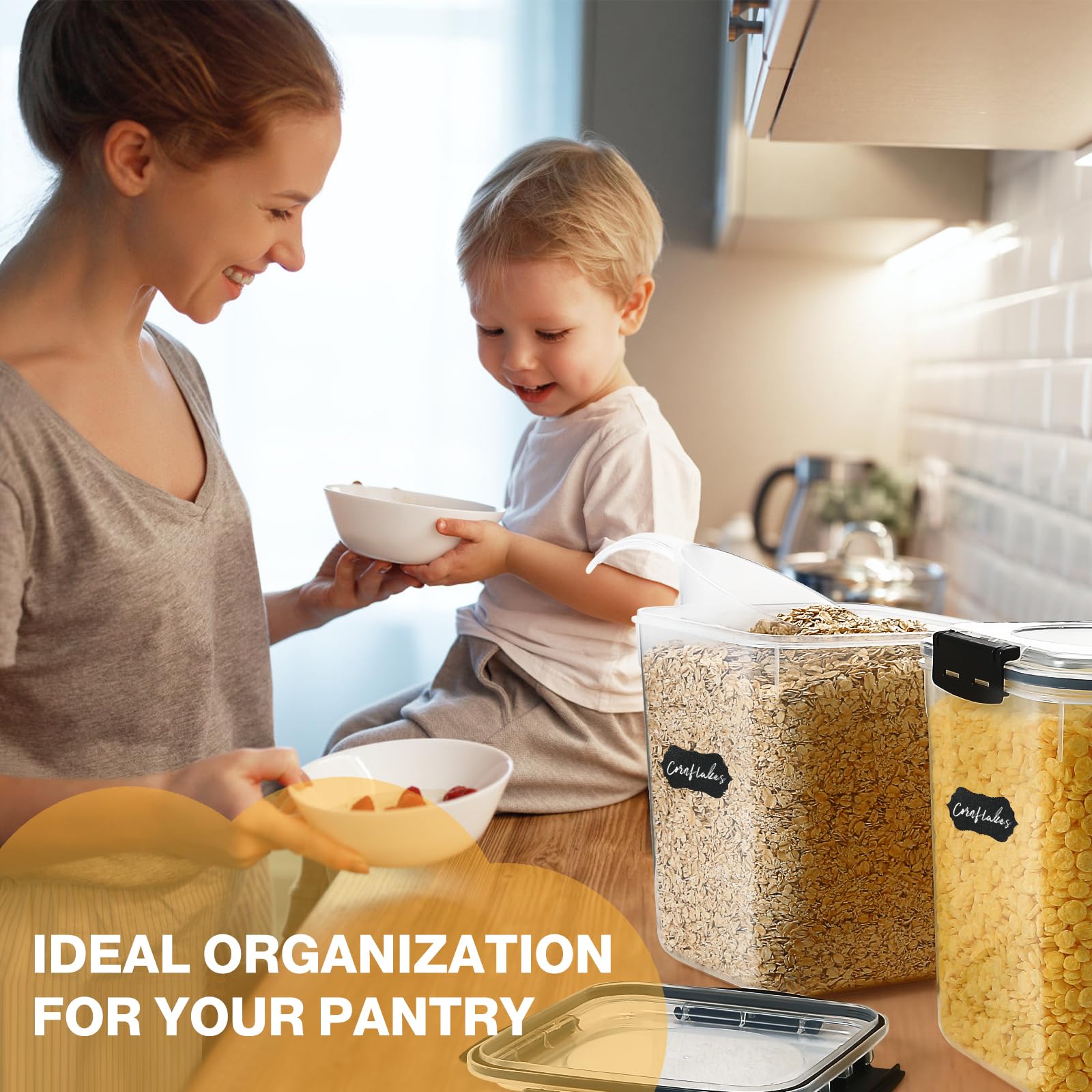YASHE Large Food Storage Containers with Lids - 5.3L Capacity, 4 Pack, Airtight, BPA-Free 5