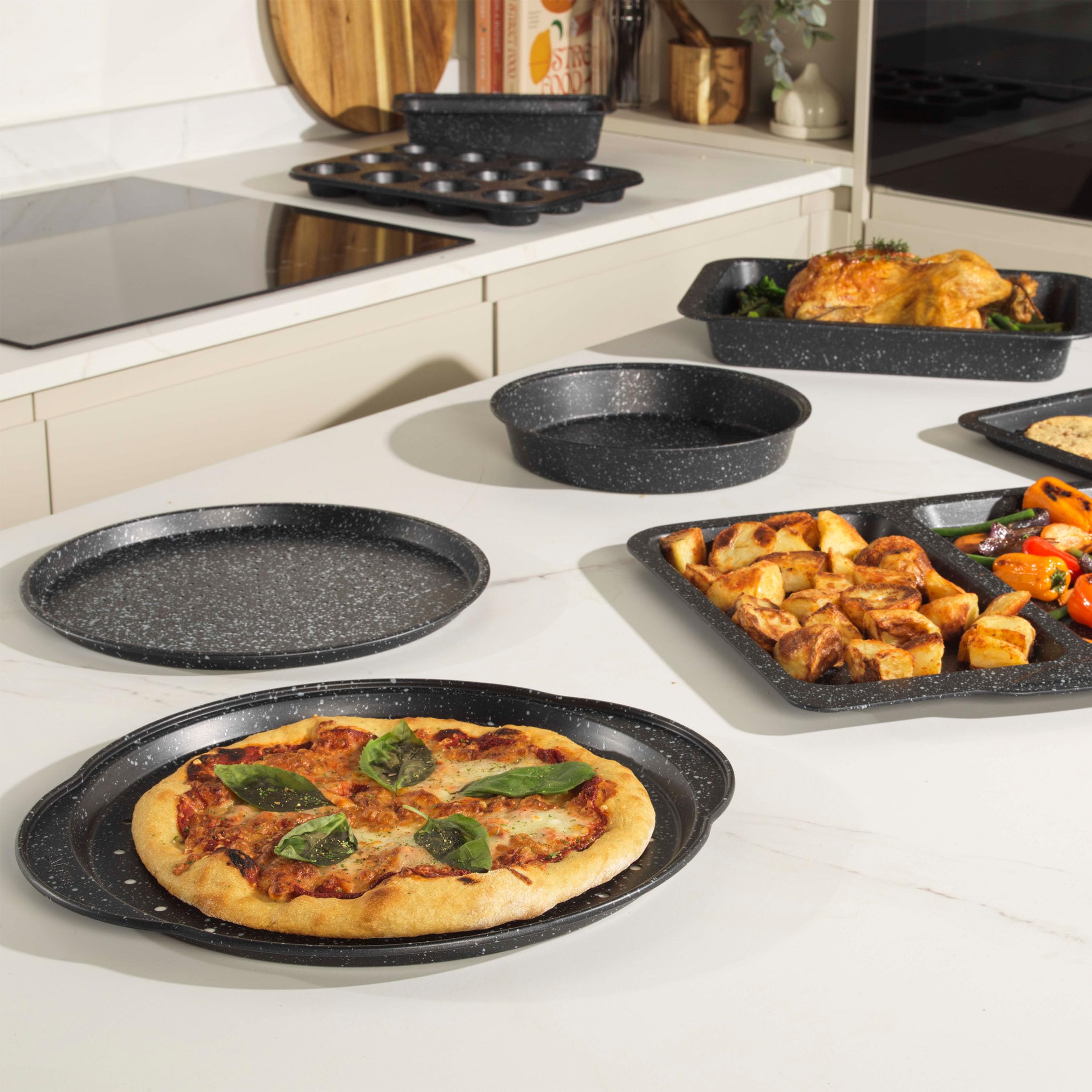 Salter Megastone Collection Carbon Steel Perforated Pizza Pan - 29 cm Round 5