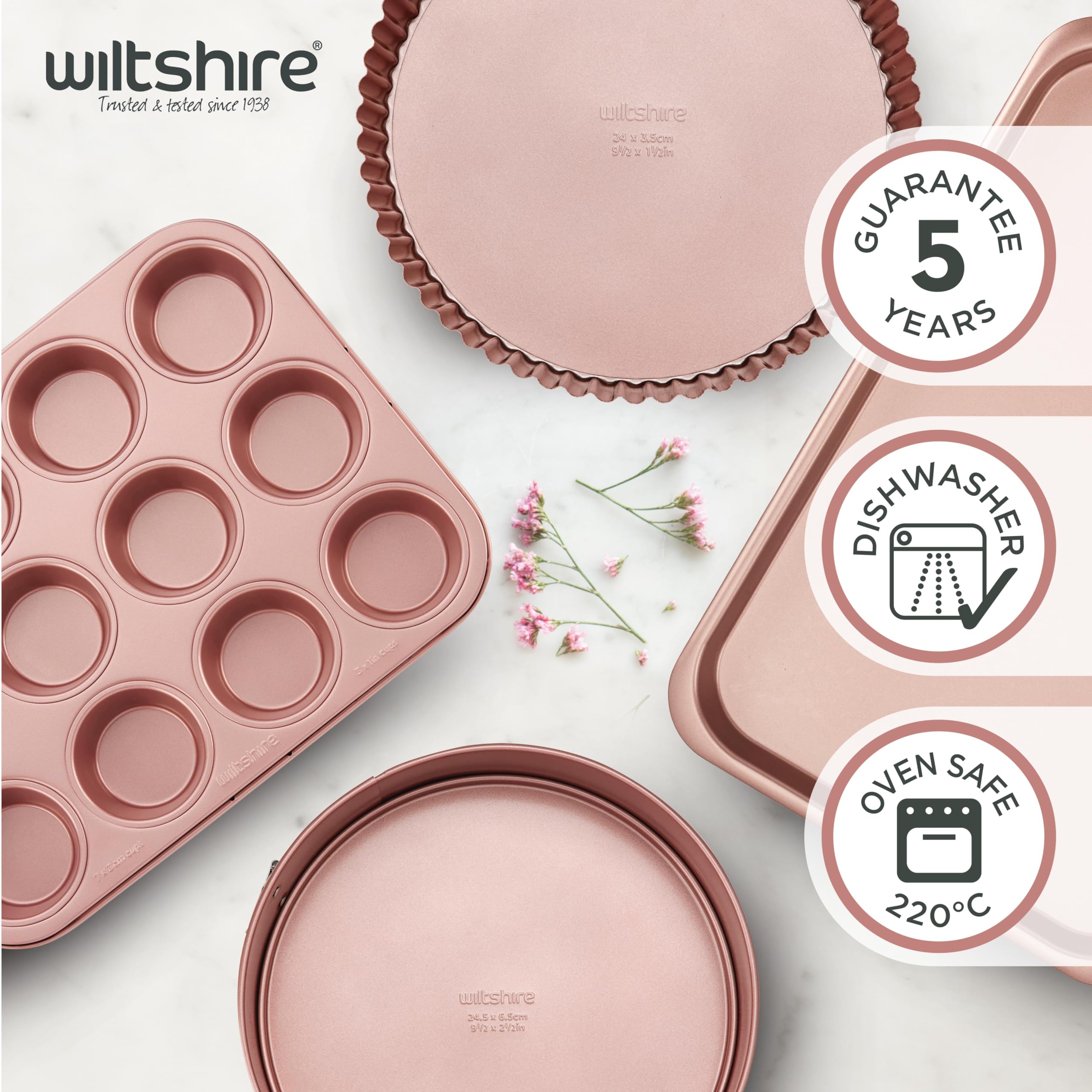 Wiltshire Rose Gold Loaf Pan - Non-Stick Carbon Steel | 24cm Size | Oven Safe up to 220°C 4