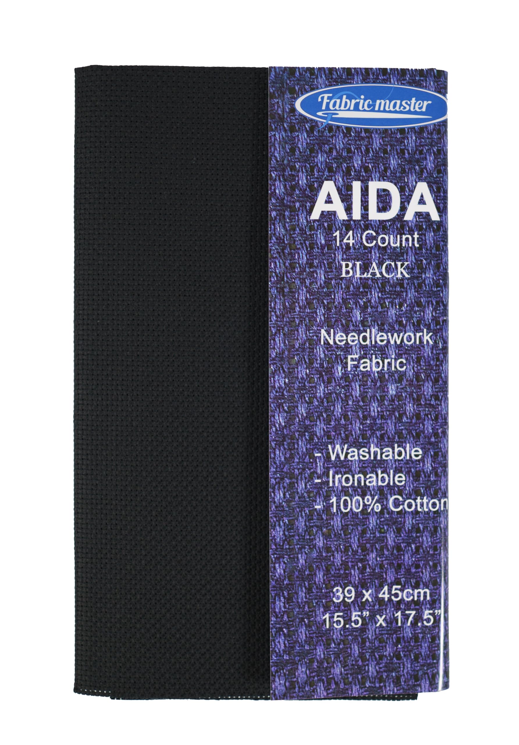 Mouldmaster Aida Cross-Stitch Fabric - 14 Count Black Cotton Precut | 39 x 45 cm 1