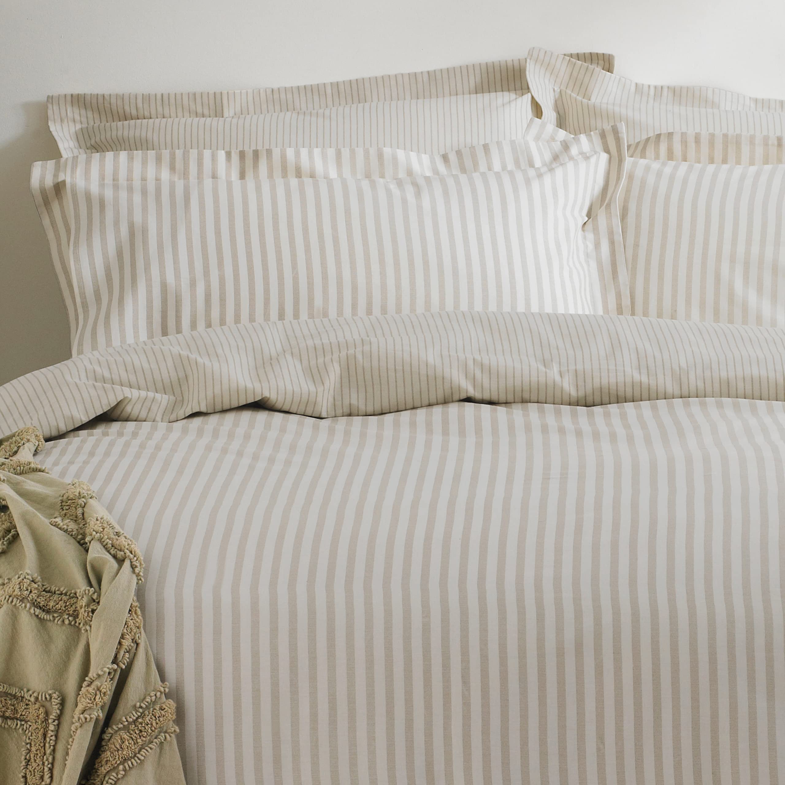 furn. Hebden Mélange Stripe Pillowcase Pair | 100% Cotton | 50 x 75cm | Natural 3