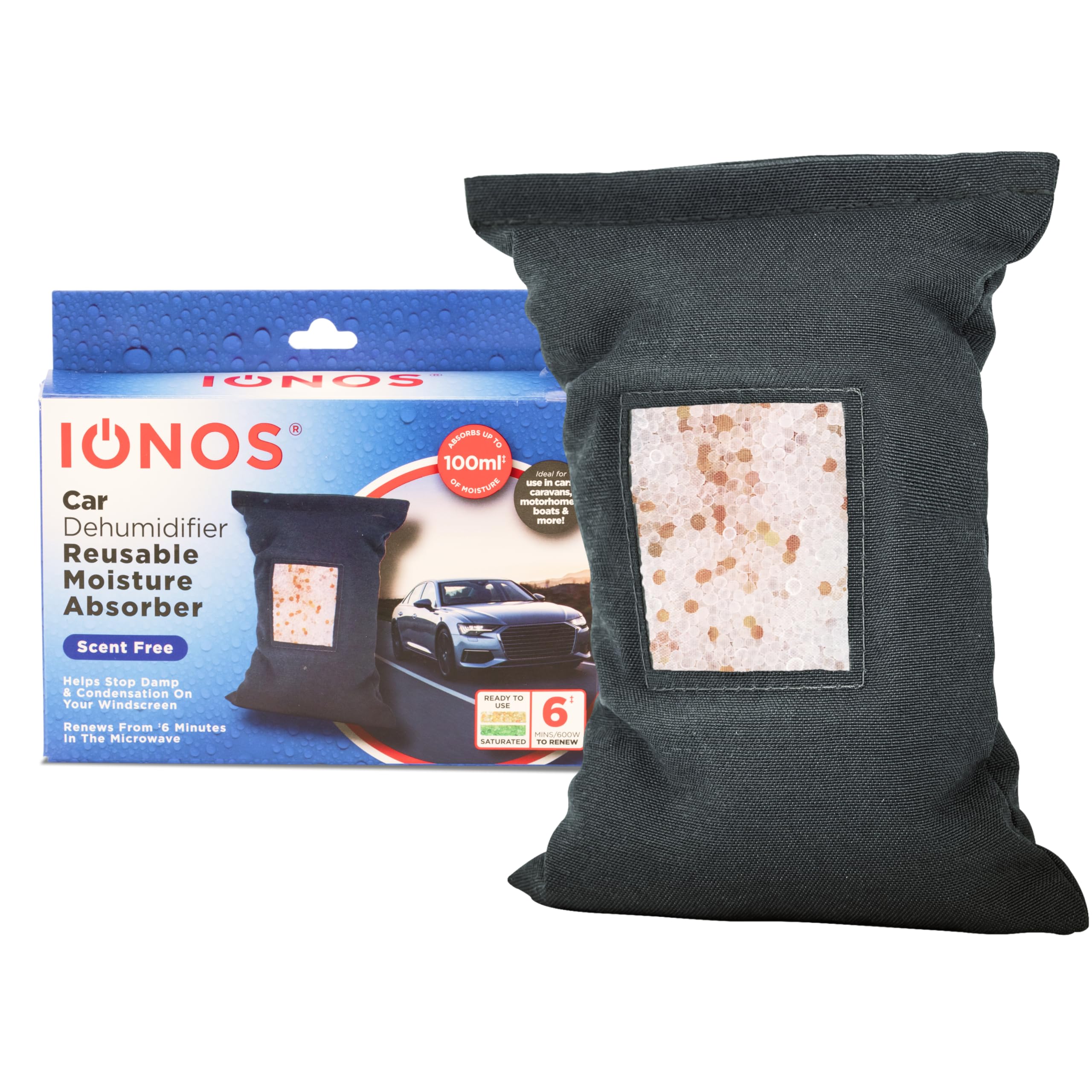 Status IONOS 300g Reusable Car Dehumidifier Bag | Absorbs 100ml | Microwave Rechargeable 1