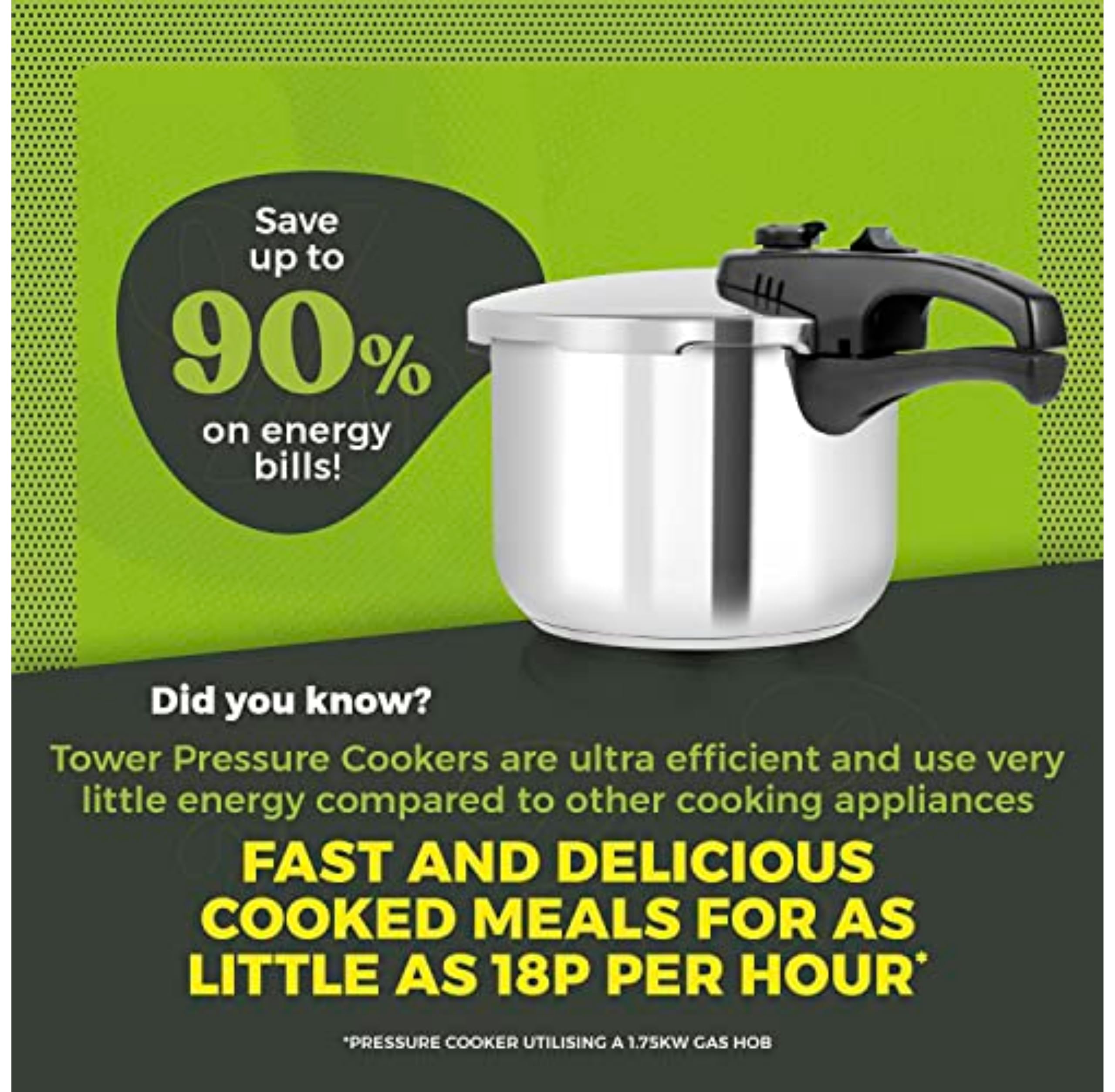 Tower T80244 Pressure Cooker - 6L Capacity, 22cm Diameter | Stainless Steel 7