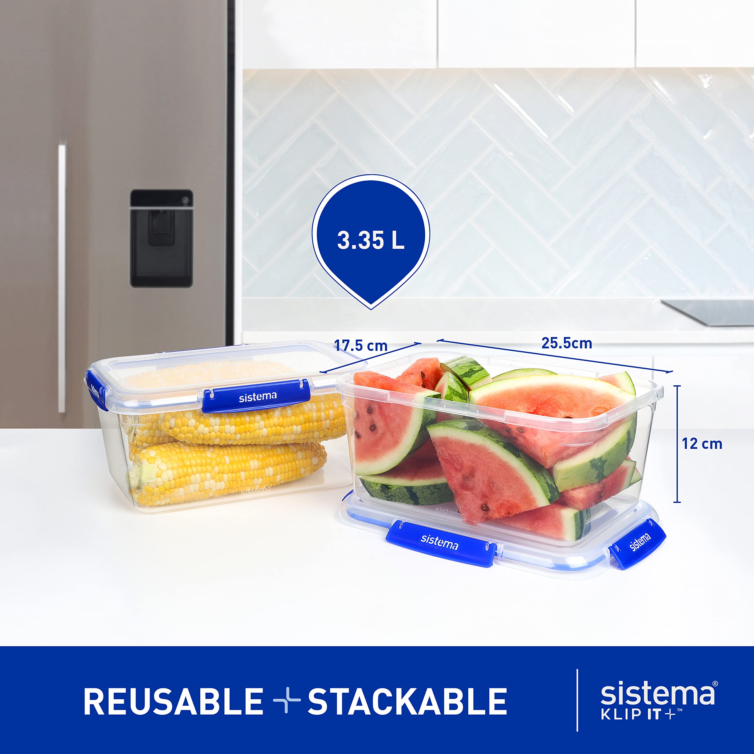 Sistema KLIP IT PLUS Food Storage Containers - 3.35 L, Airtight & Leak-Proof | 3 Count 3