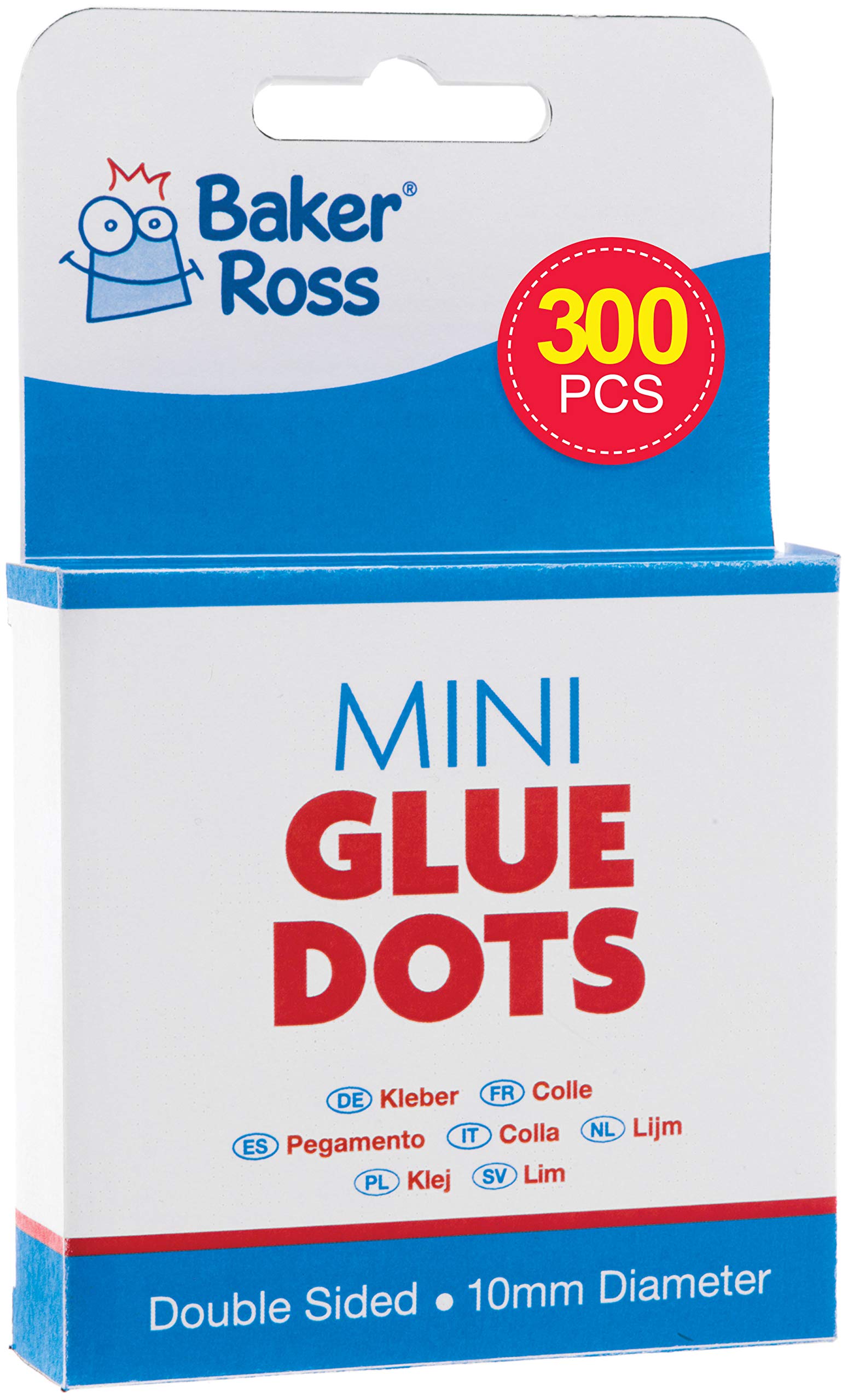 Baker Ross AR836 Mini Glue Dots - Acid-Free Adhesive for Crafts | Pack of 300 | 6mm Diameter 1