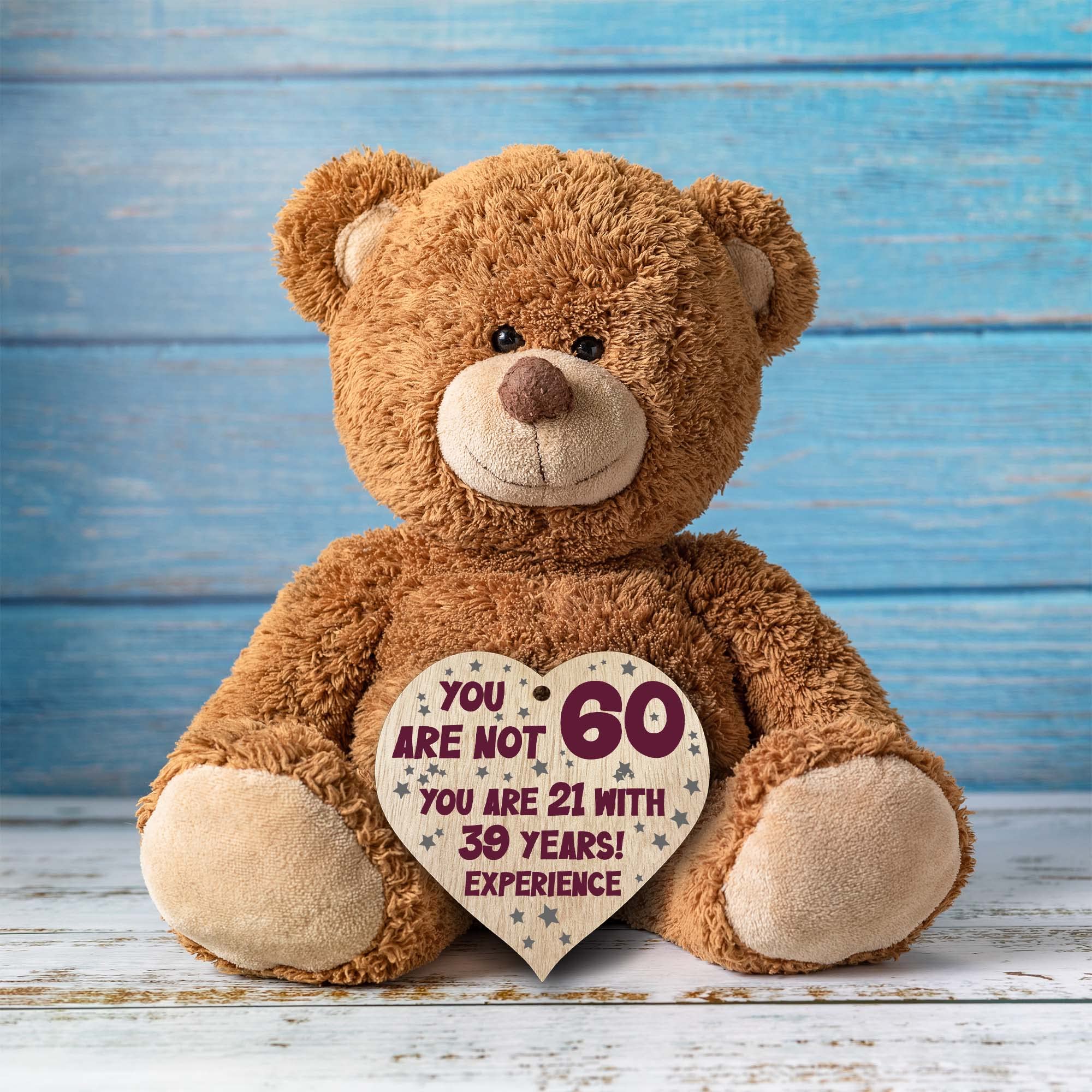 Stuff4 Wooden Heart Plaque - 60th Birthday Gift for Women & Men | Light Wood Keepsake | Made in the UK 4