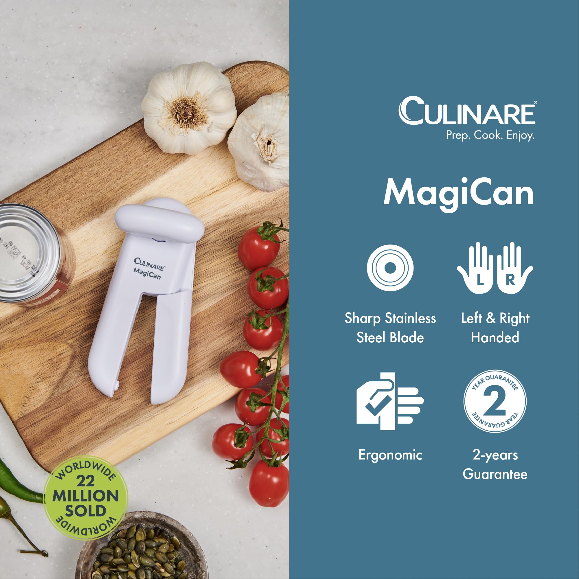CULINARE MagiCan Opener C10015 - White Manual Can Opener with Stainless Steel Cutting Wheel | Comfortable Handle 2