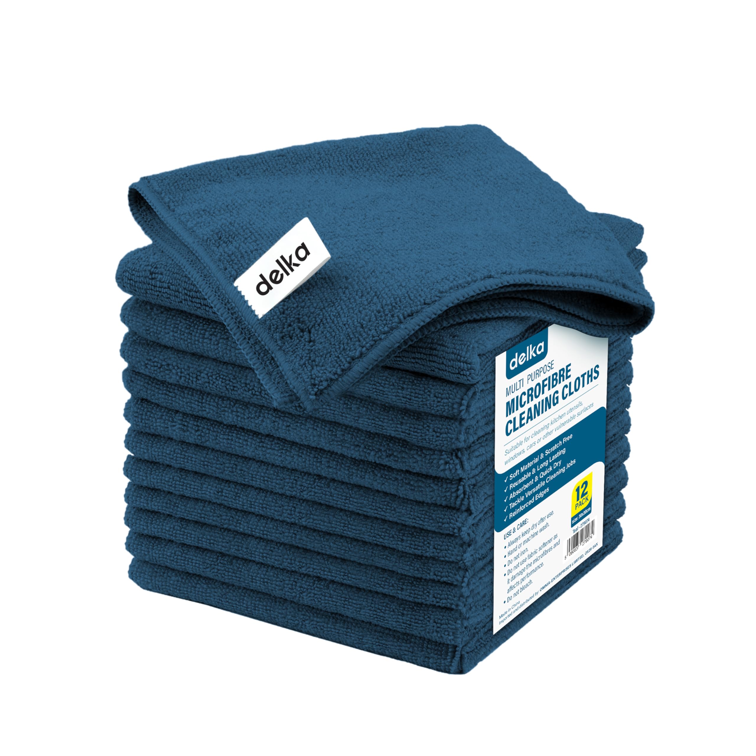 delka Microfibre Cleaning Cloths - 12 Pack, 300x300mm, Ultra Soft & Streak-Free | Teal 1