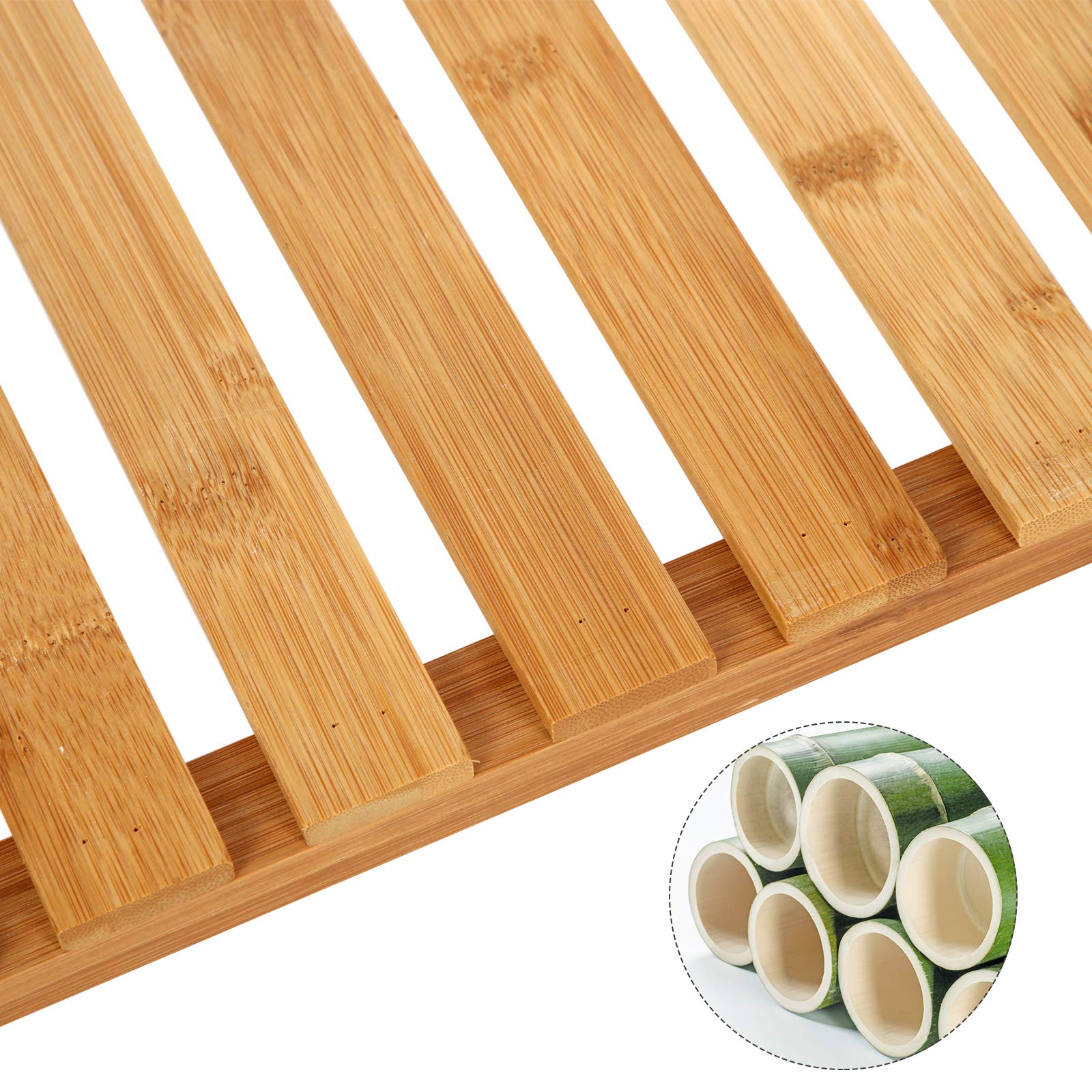 SONGMICS Bamboo Storage Shelf - 3 Tier Shelving Unit | Natural + White | 60x26x66 cm 5