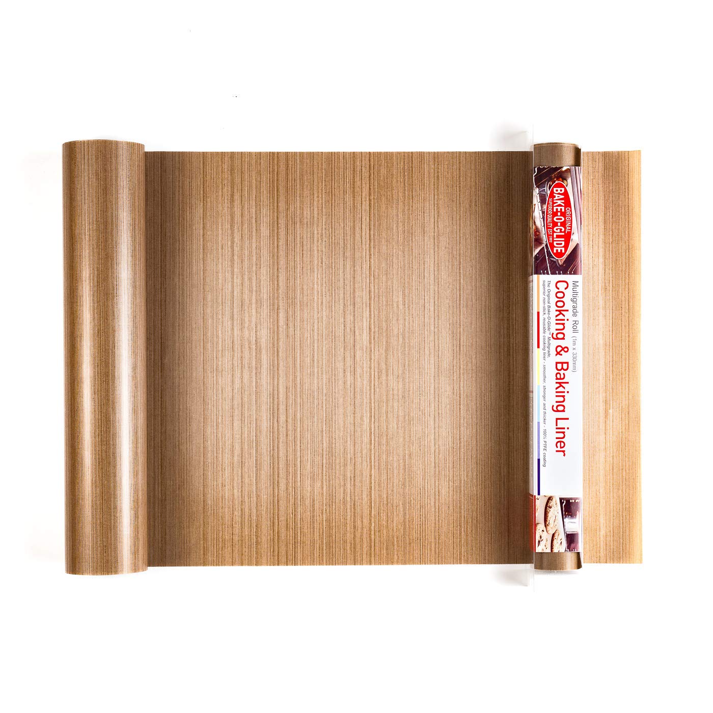 Bake-O-Glide STD0330 Non-Stick Reusable Baking Liner - Brown | 1m x 330mm | PTFE Coated Glass Fabric