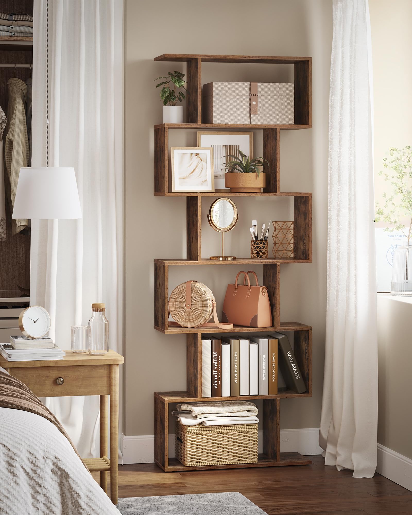 VASAGLE 6-Tier Bookshelf - Freestanding Storage Shelf | 70W x 191.6H cm | Vintage Brown 5