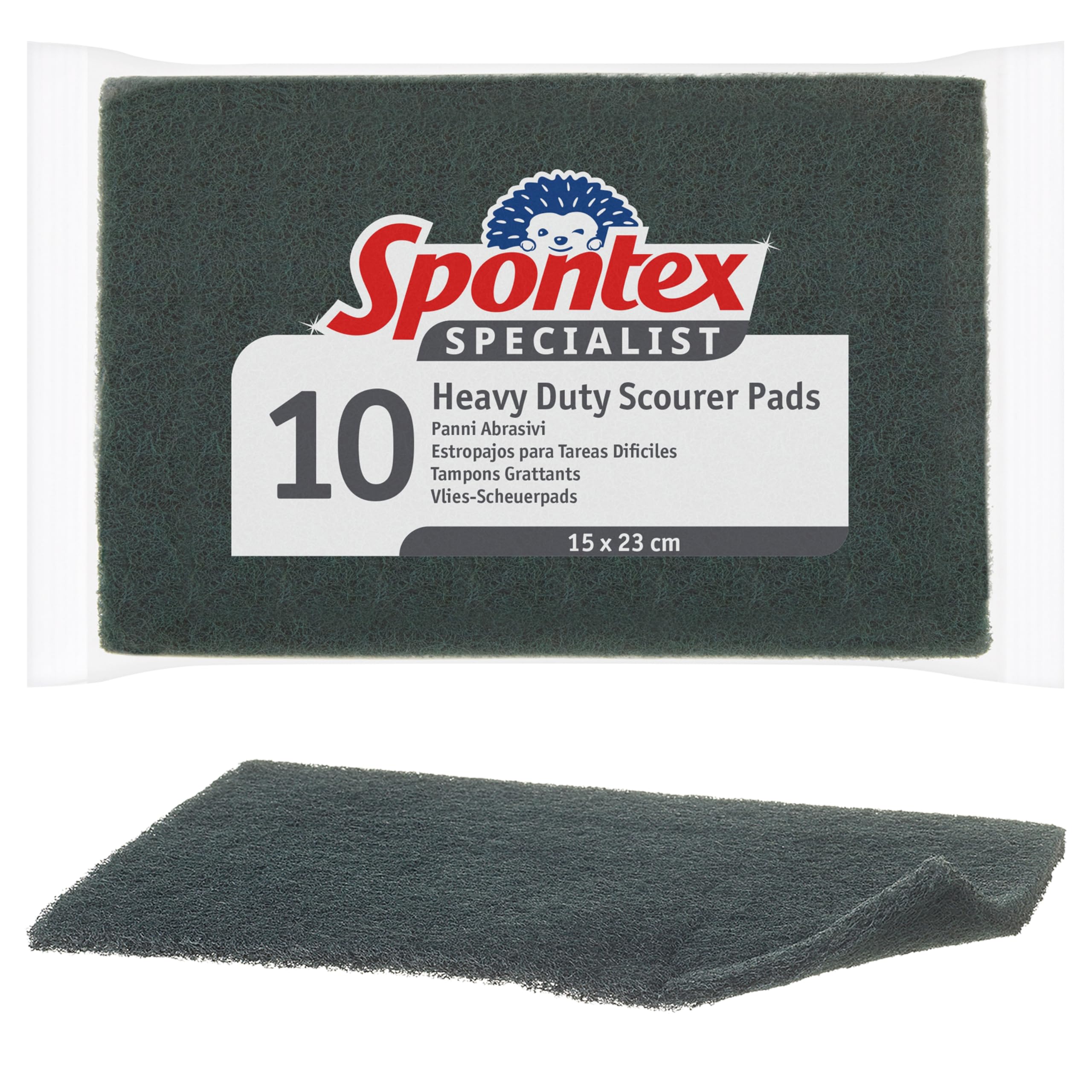 Spontex Specialist Heavy Duty Scourer Pads - Emery & Silicon Carbide | Pack of 10 1