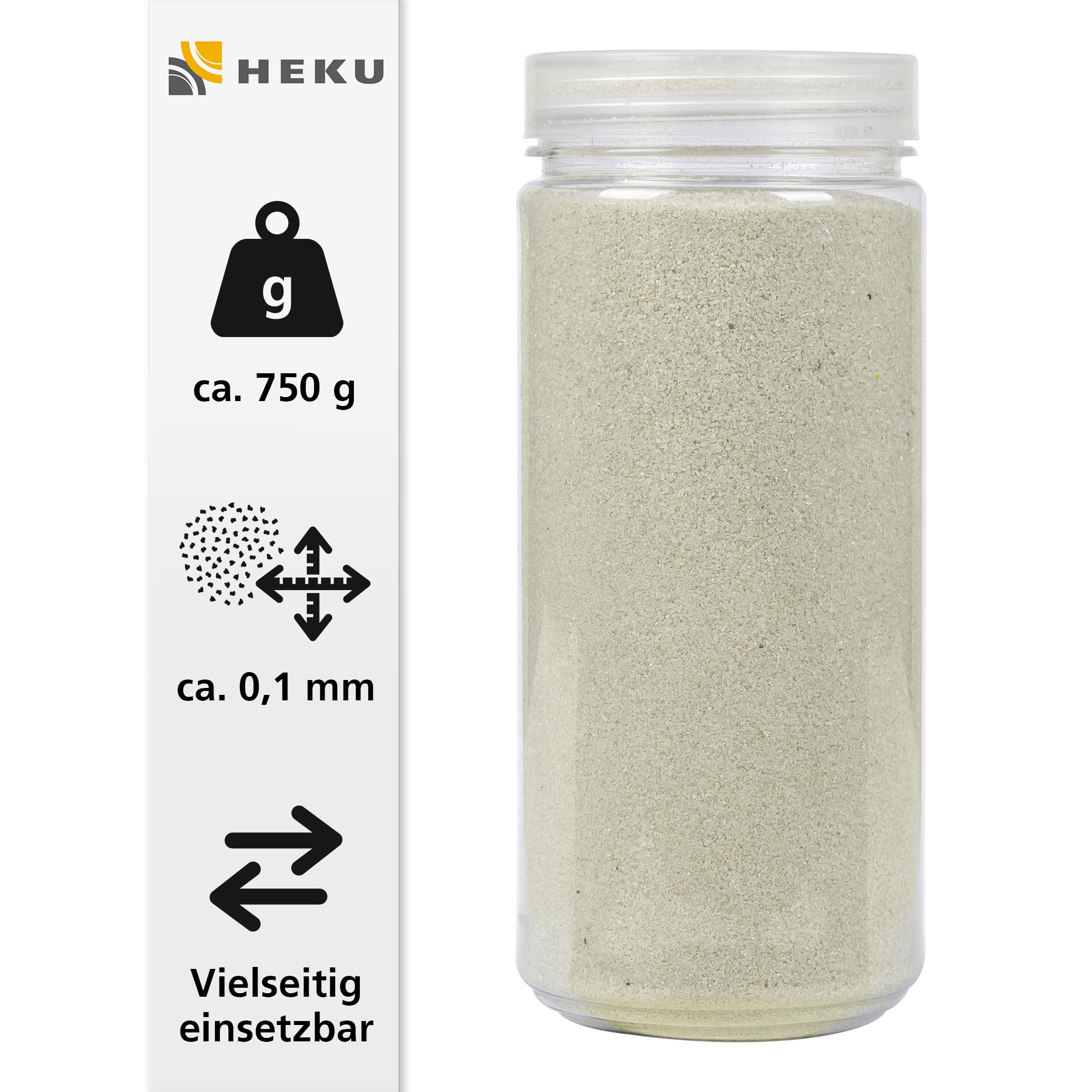 Heku Decorative Coloured Sand - Natural | 750g Fine Grain (0.1-0.5mm) | Resealable Tin 2