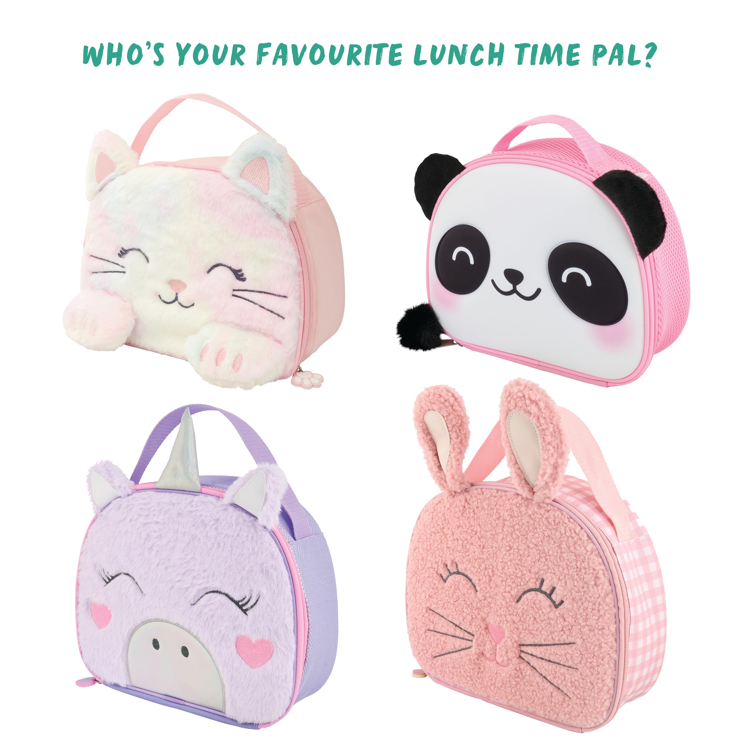 Polar Gear Fluffy Kitty Sensory Lunch Bag - Pink | Insulated | Wipe-Clean Interior 7