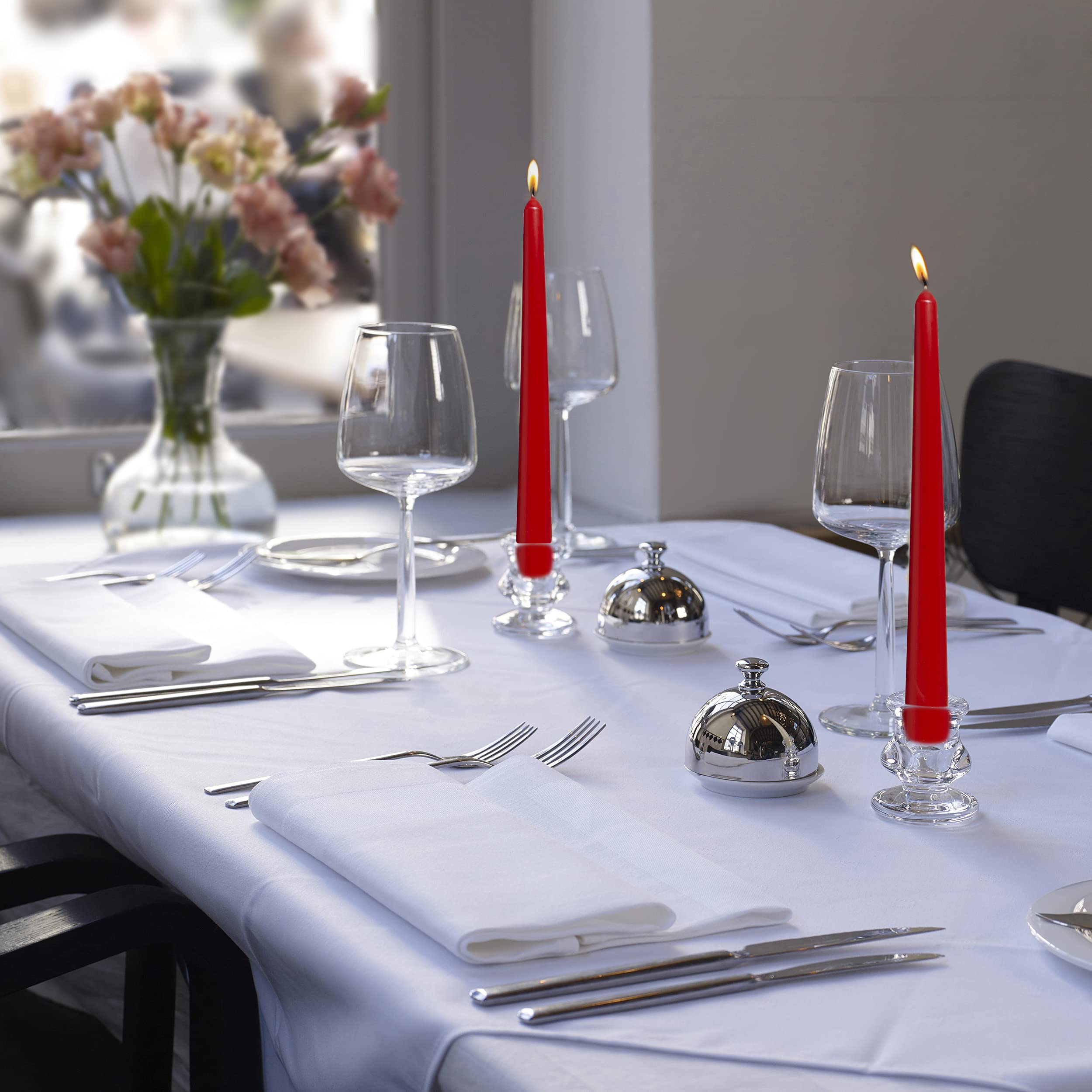 BOLSIUS Tapered Dinner Candles - 24.5cm Height, 7.5h Burn Time | 10 Pack | Red | Unscented 8