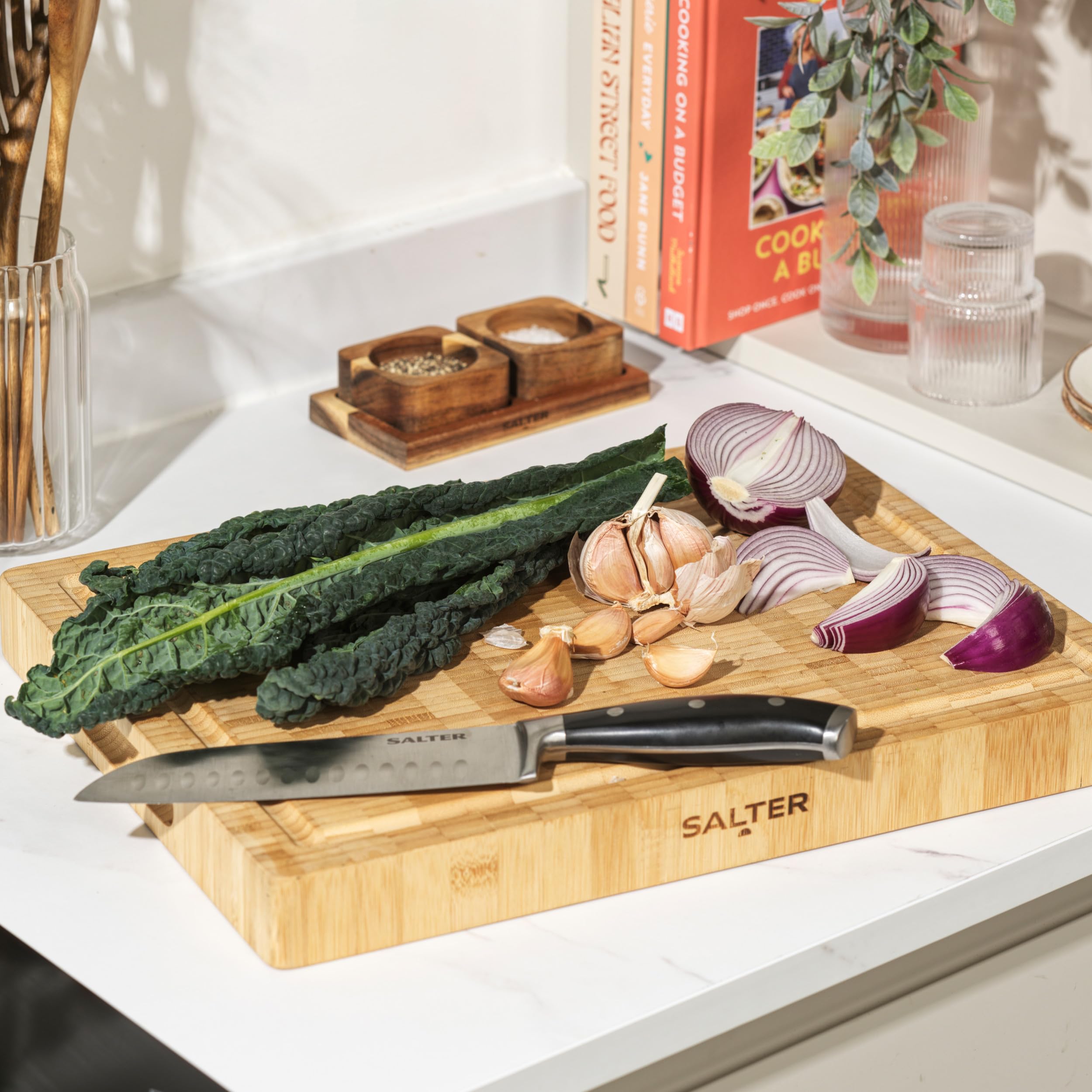 Salter Bamboo Chopping Board - Large Wooden Butchers Block | 42 x 32 cm | Heavy Duty 3