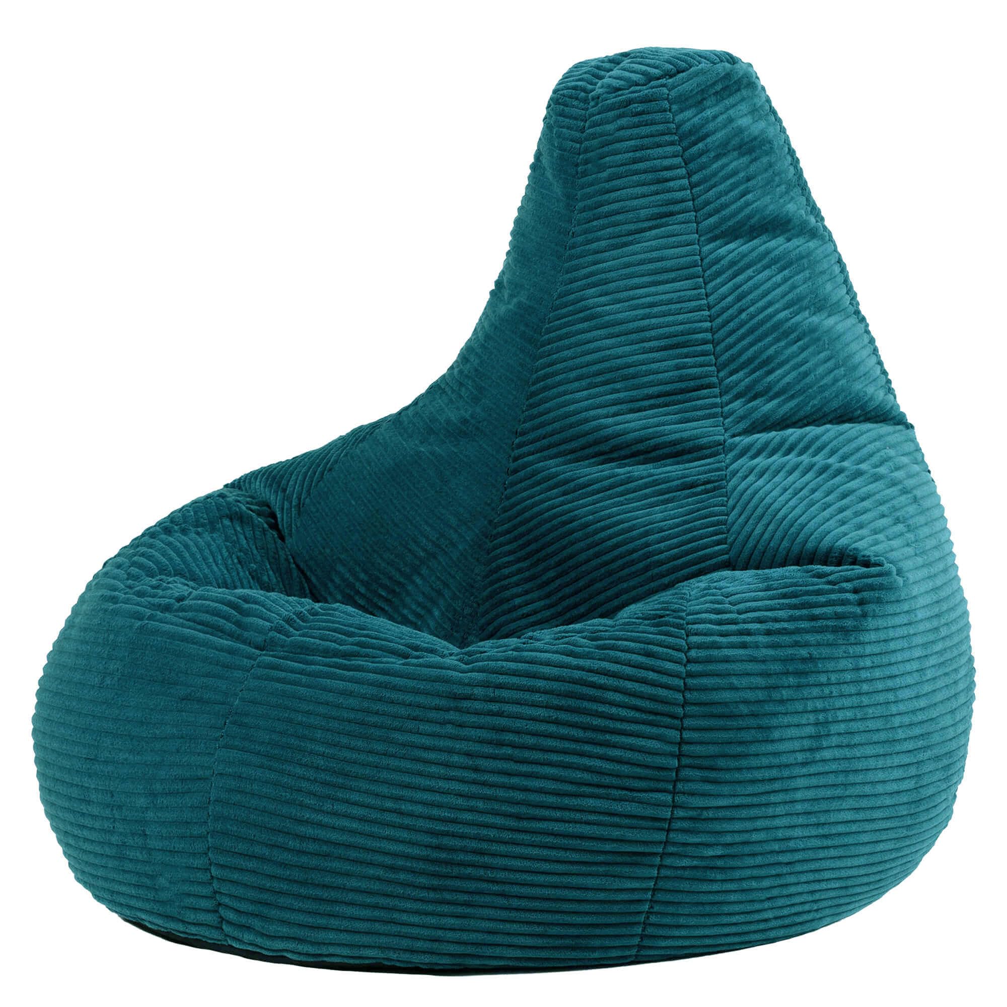 icon Dalton Cord Bean Bag Chair - Supportive Recliner Shape | Teal Green | Large Adult Size 1