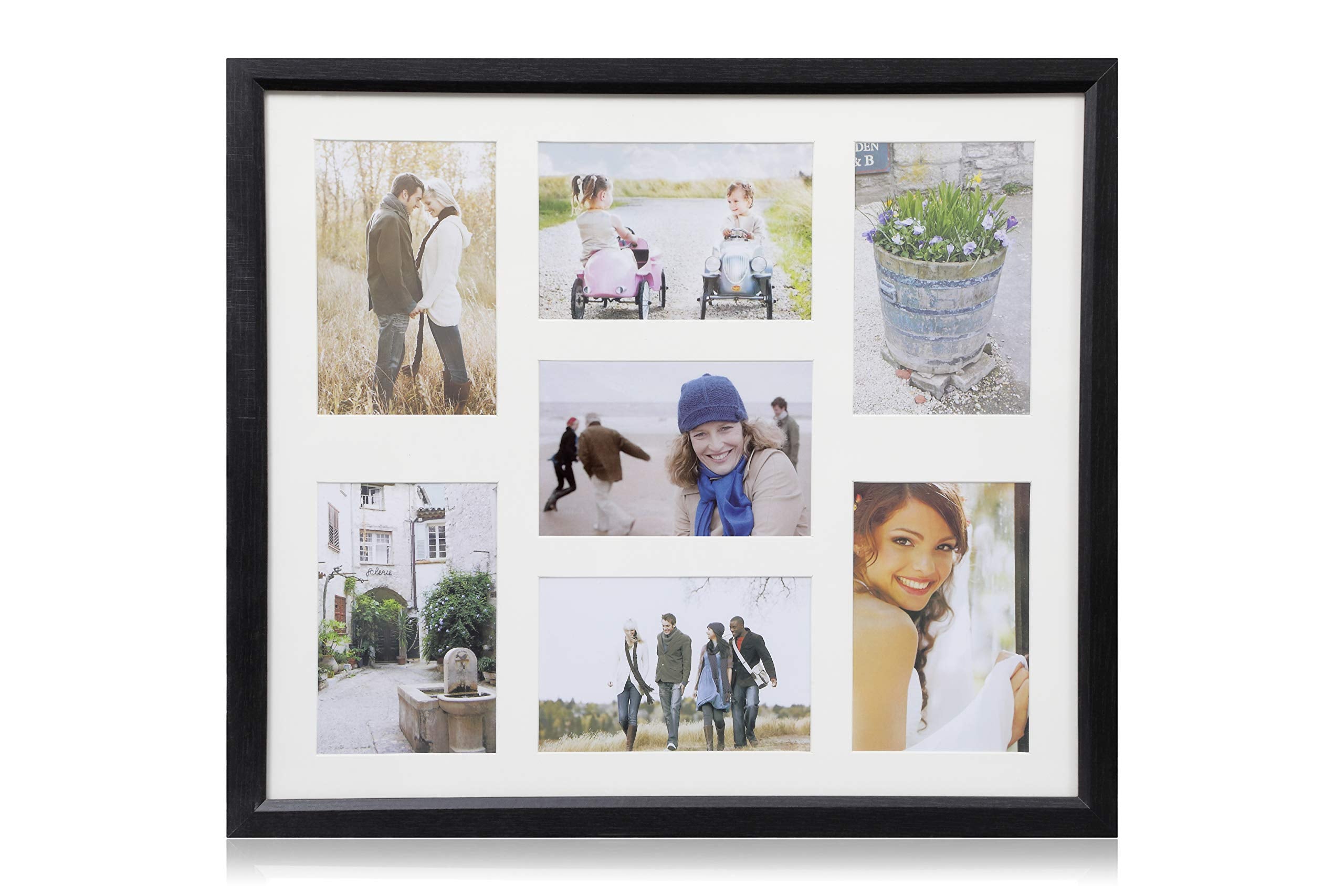 ARPAN Multi Aperture MDF Photo Frame - Holds 7 Photos 6'x4' | Black | Wall Mount Ready 1