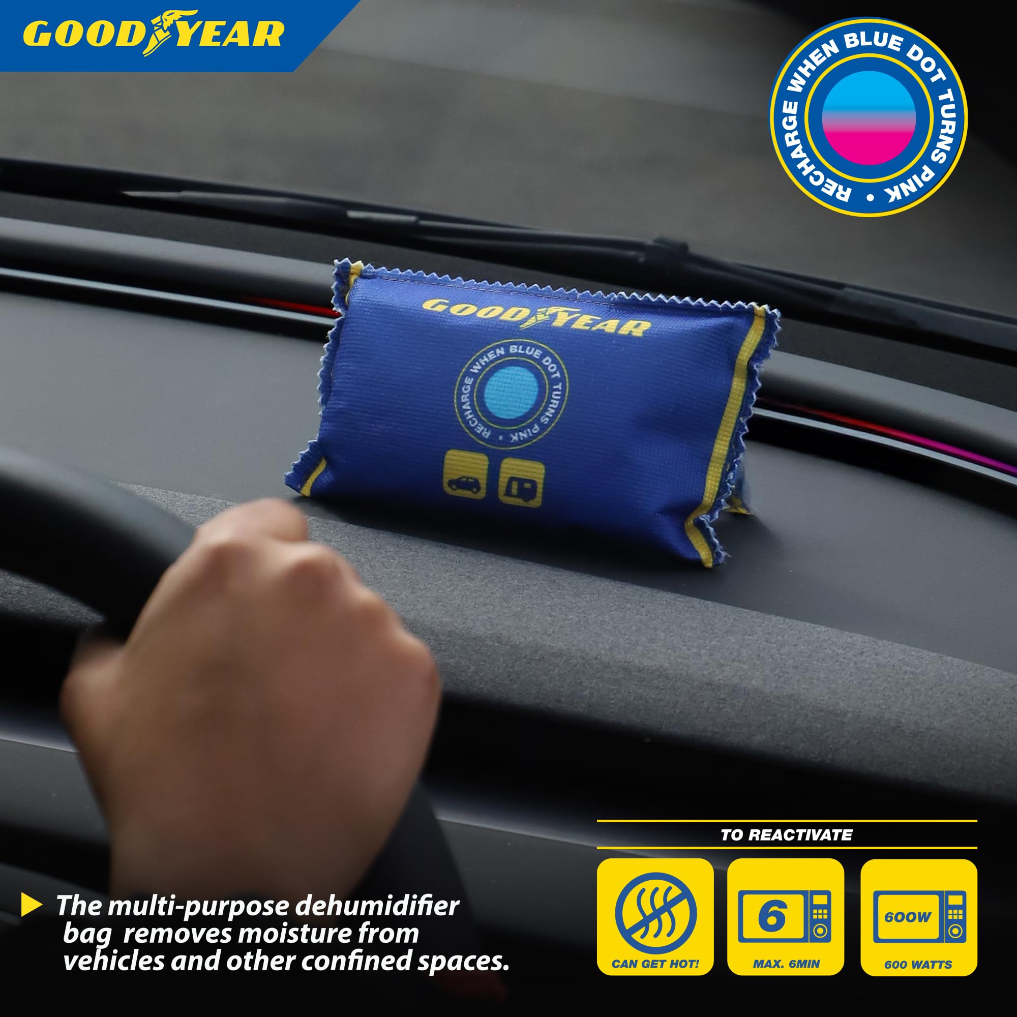Goodyear 2pc 100g Reusable Dehumidifier Bags – Heavy-Duty Moisture Absorber for Vehicles 5