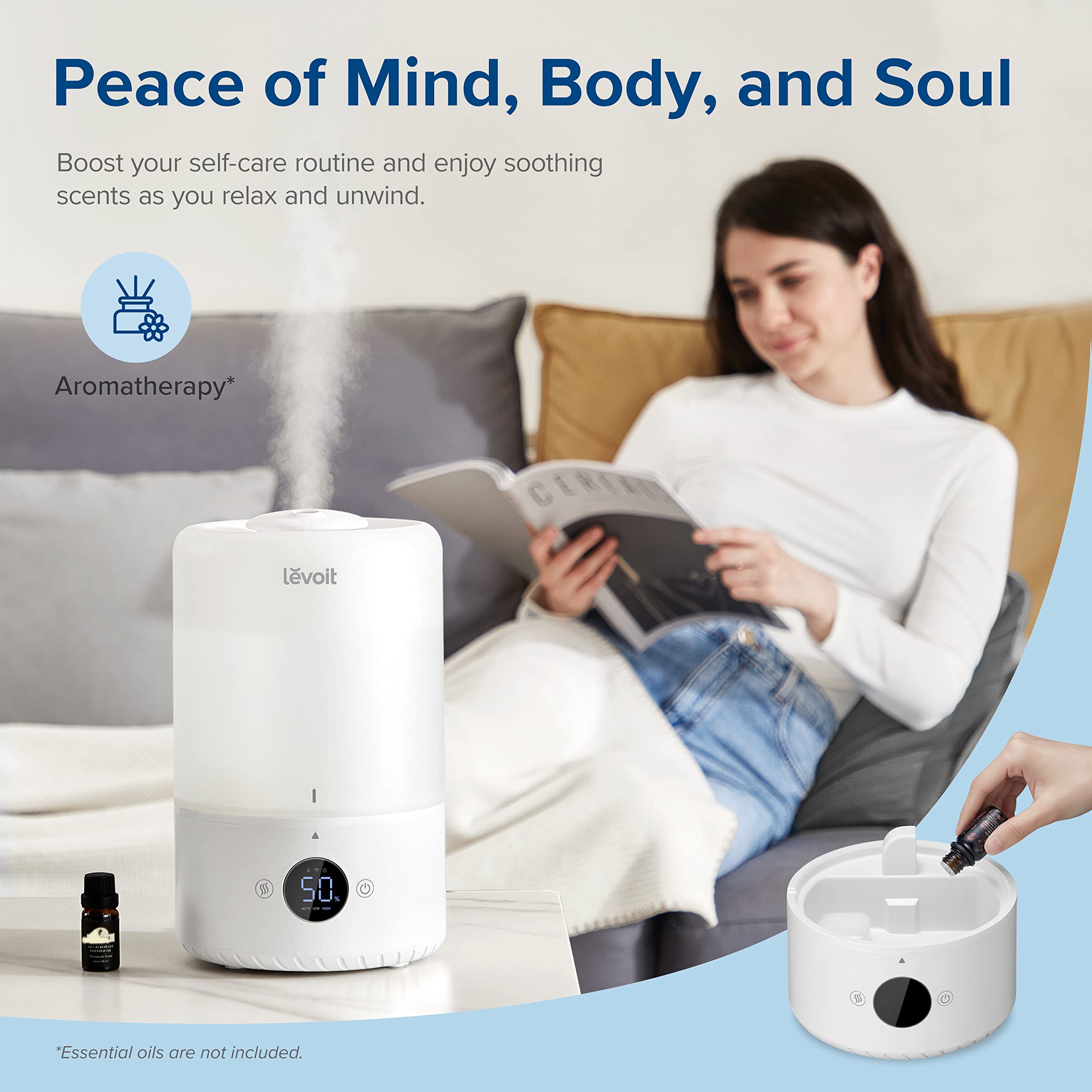 Levoit 3L Smart Cool Mist Humidifier - Top-Fill, Auto Mode, Up to 25H Run Time | Covers 27㎡ 6