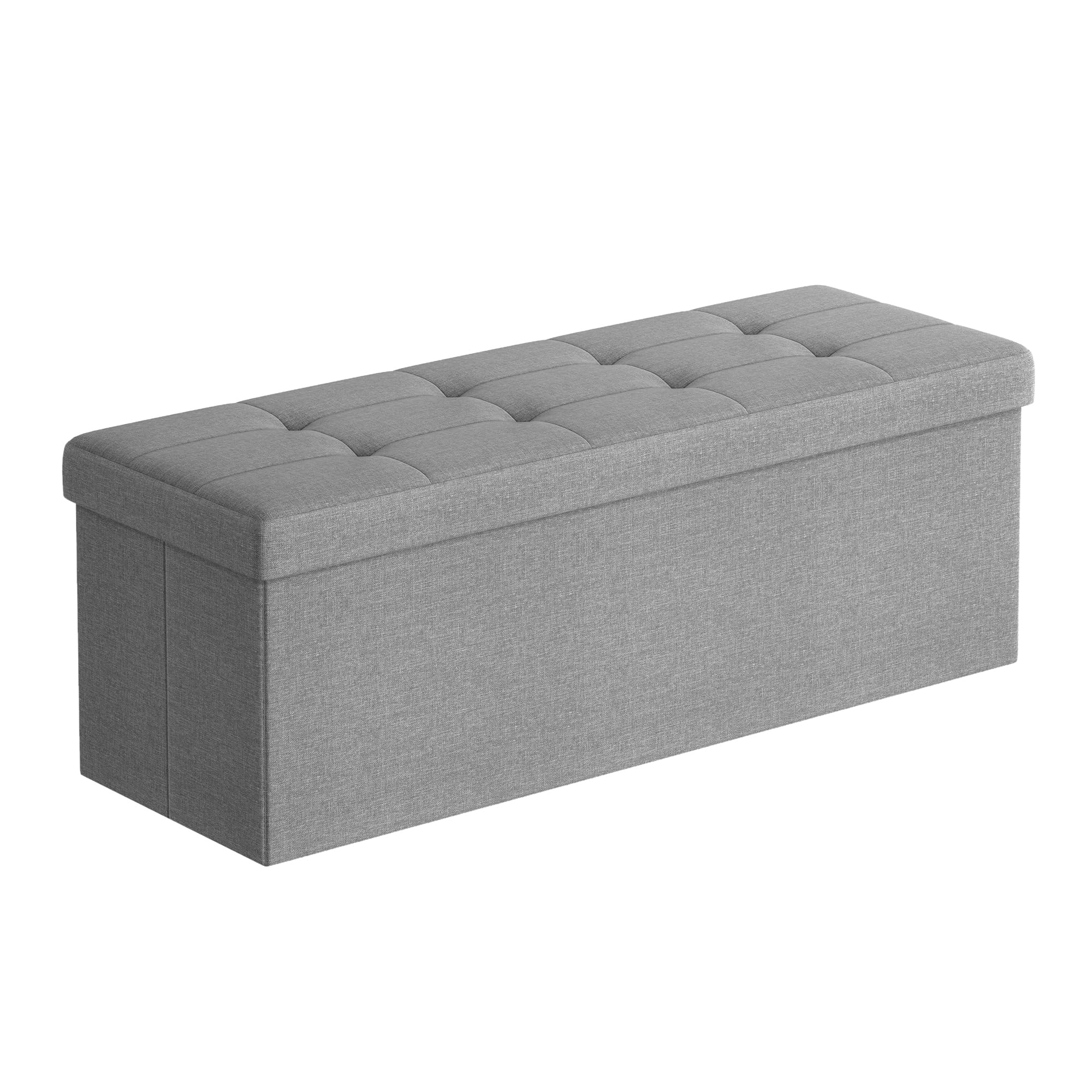 SONGMICS MAZIE Storage Ottoman Bench - 110 cm Folding Foot Rest | 131L Capacity | Light Grey 1