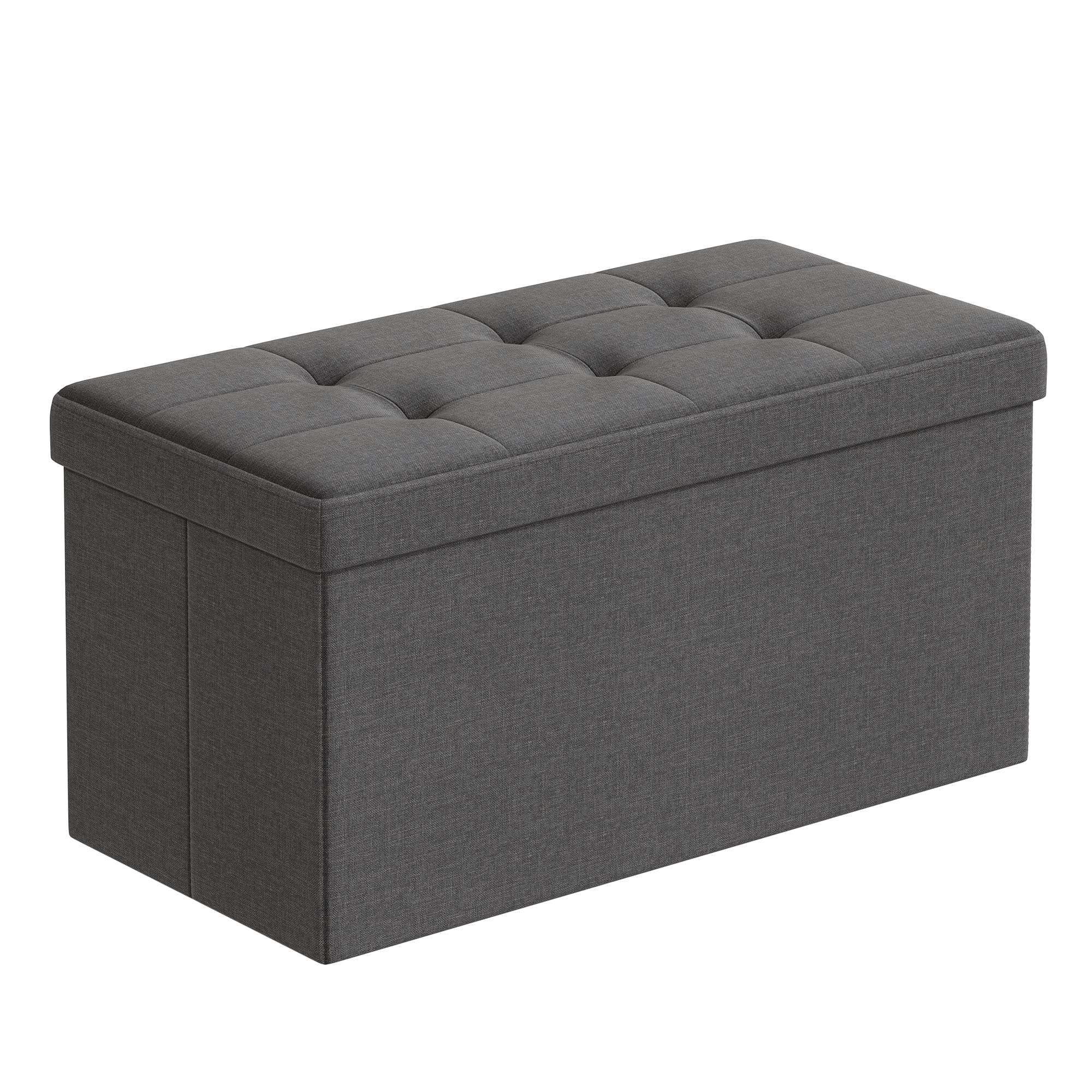SONGMICS MAZIE Storage Ottoman Bench - 76cm Folding Foot Rest | Dark Grey | 89L Capacity 1