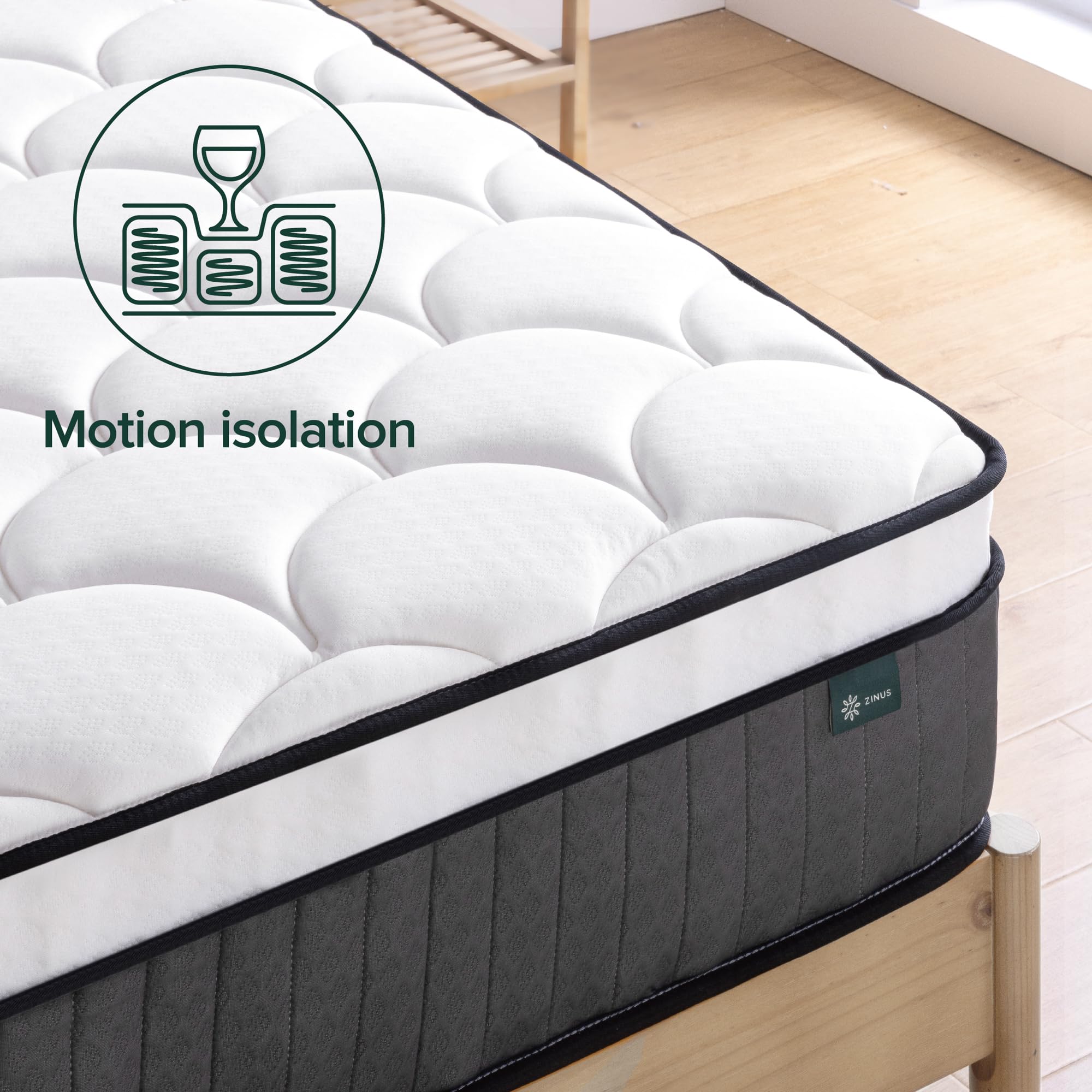 Zinus Double Memory Foam & Pocket Spring Mattress - 10'' Height | Medium Firmness | Hybrid Support | OEKO-TEX Certified 4