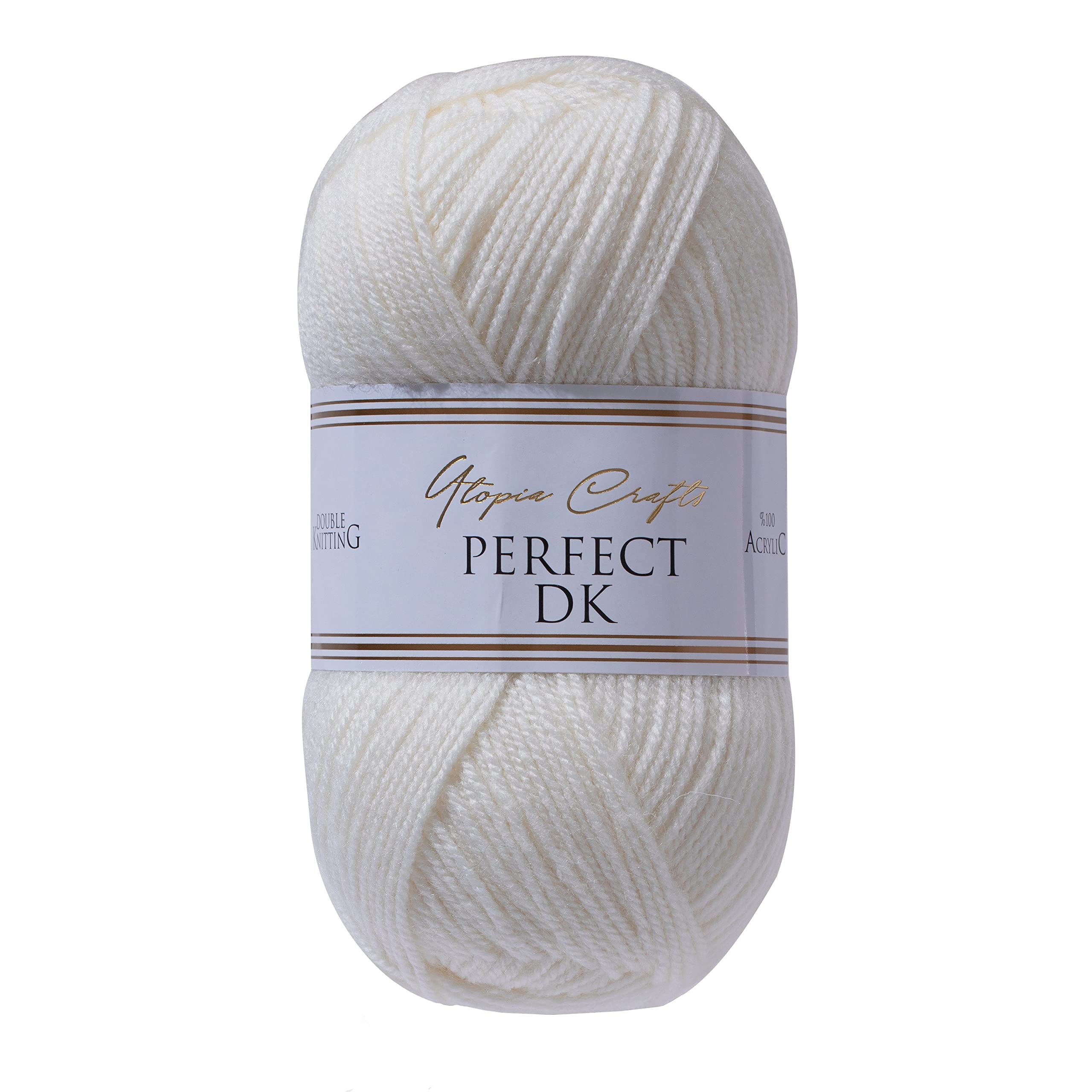 Utopia Crafts DK Double Knitting Yarn - 100% Acrylic, Ivory Color | 100g Ball 1