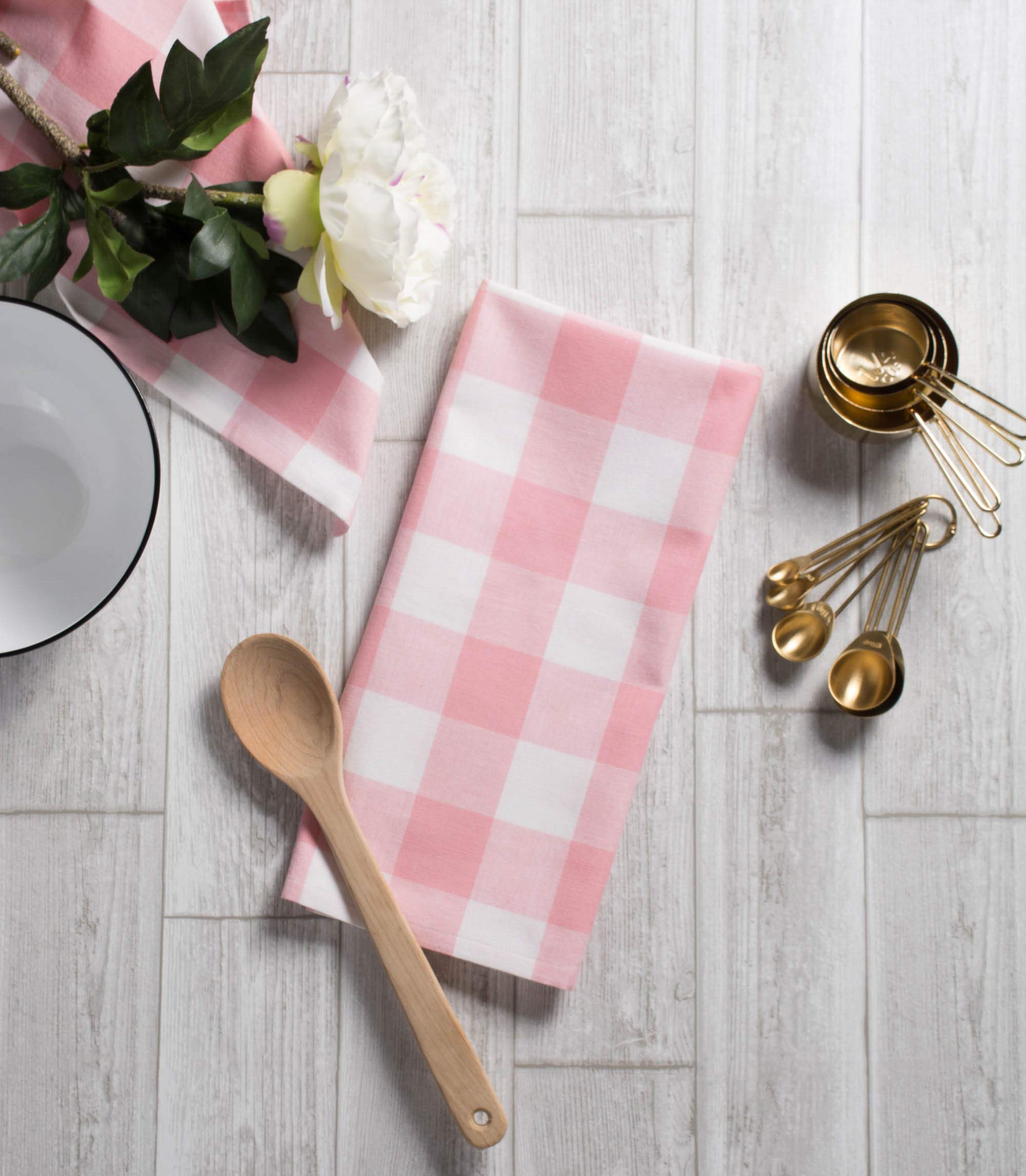 DII Buffalo Check Kitchen Collection Dishtowel Set - Pink & White | 20x30 Inches | 3 Pack 6