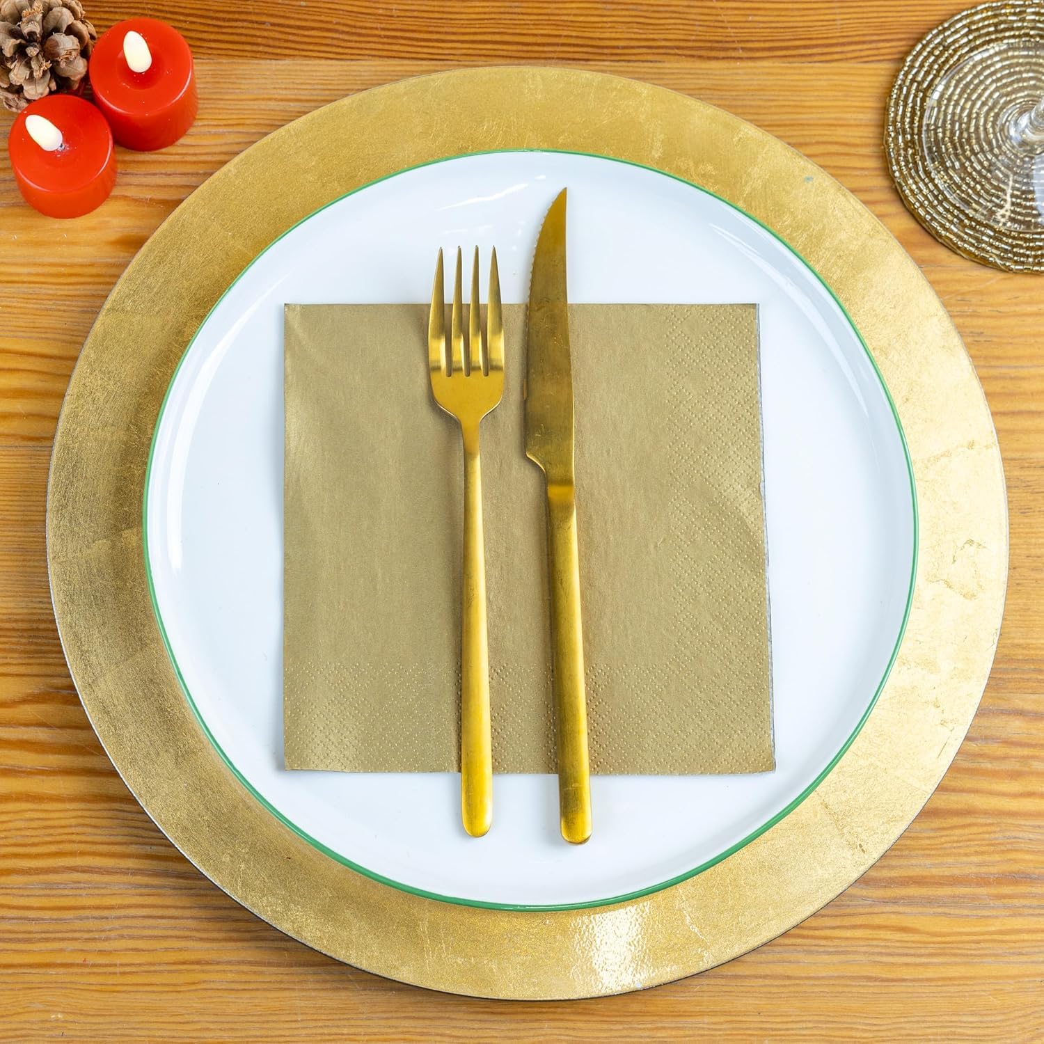 Talking Tables Soft Gold Paper Napkins - 100 Pack, 2ply, 33cm Unfolded | Quilted Diamond Pattern 4