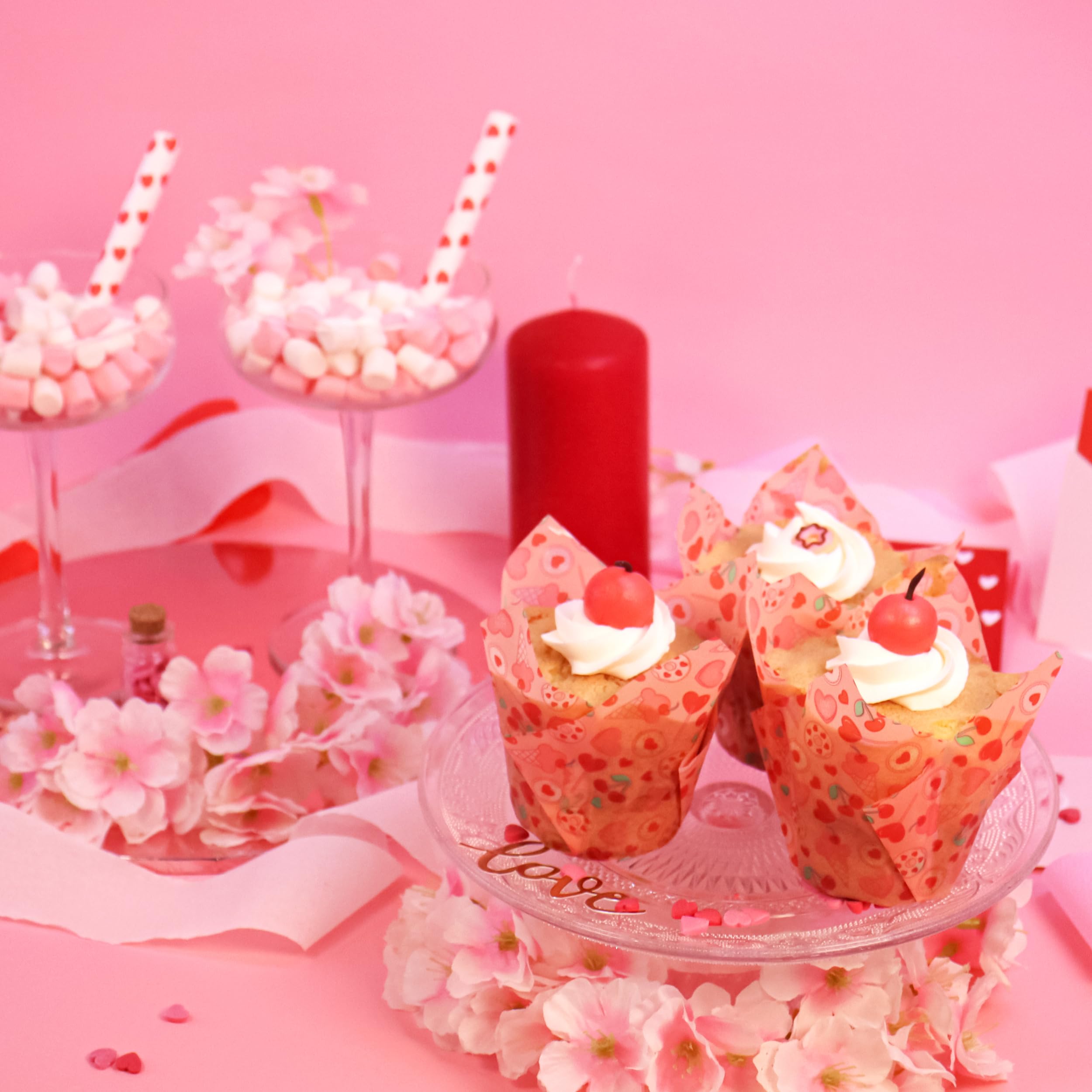 PME Valentines Tulip Muffin Cases - Sweet Love Design | Set of 24 | Grease-Proof Paper 6