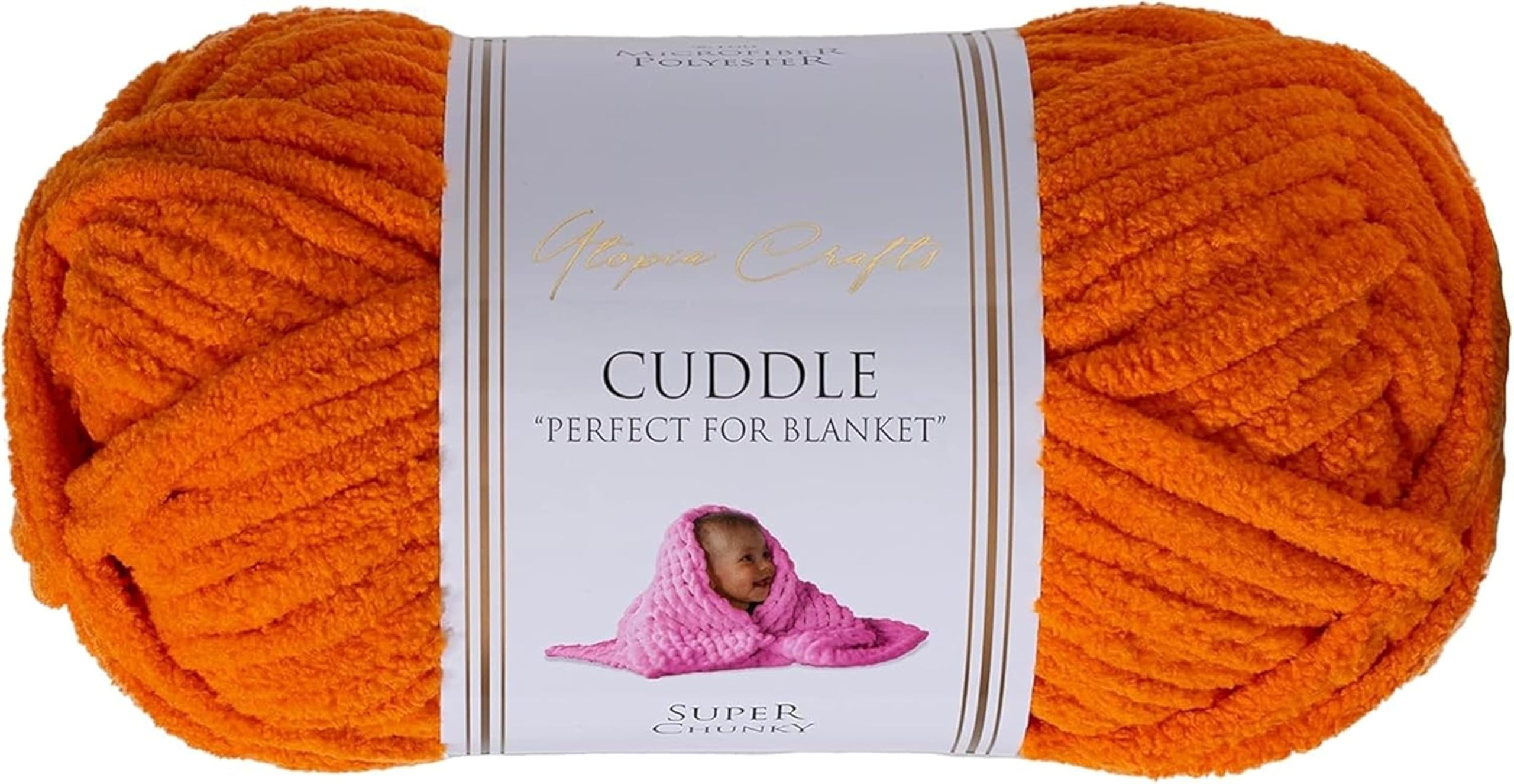 Utopia Crafts Cuddle Super Chunky Chenille Yarn - Pumpkin Orange | 100g Skein | Polyester 1