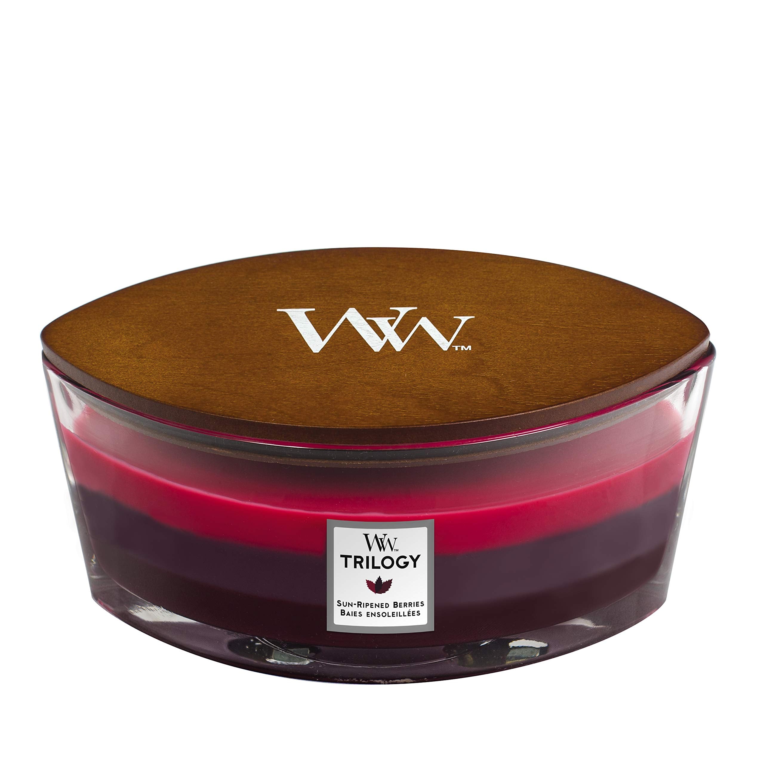 Woodwick Ellipse Trilogy Scented Candle Set - Sun Ripened Berries | Crackling Wick | Up to 50 Hours Burn Time