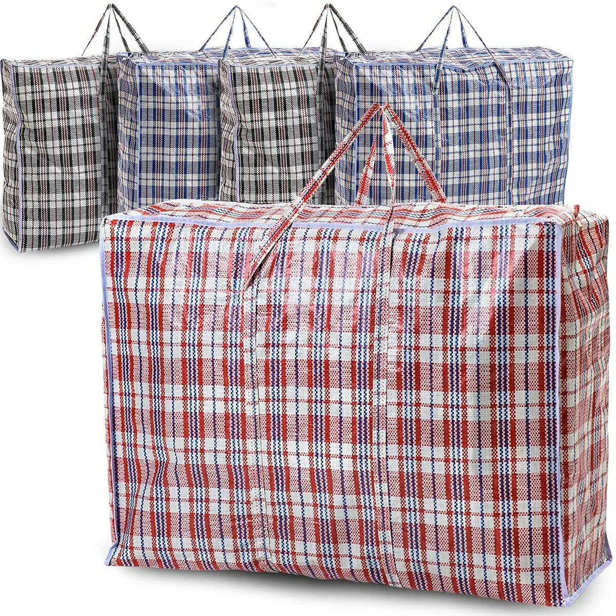 REQUISITE NEEDS Jumbo Storage Laundry Bag - 5 Pack XL Plastic with Zip Closure | 80 x 60 x 28 cm 1