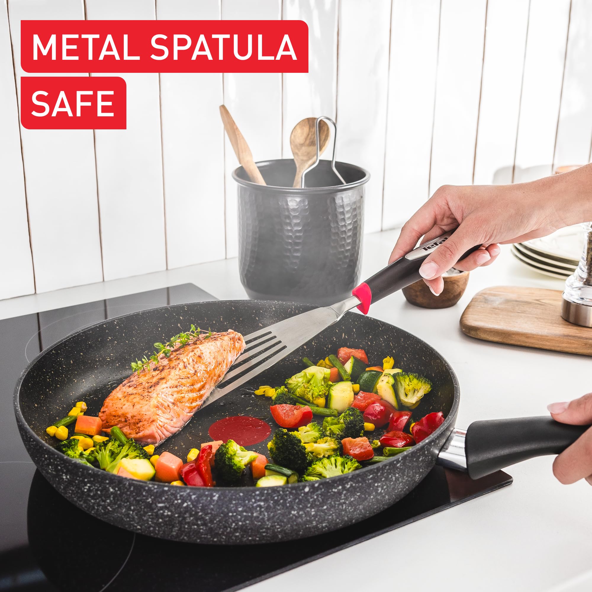 Tefal Titanium Stone Non-Stick Pancake Frying Pan - 28 cm, Induction Compatible, Thermo-Signal | E1050643 3
