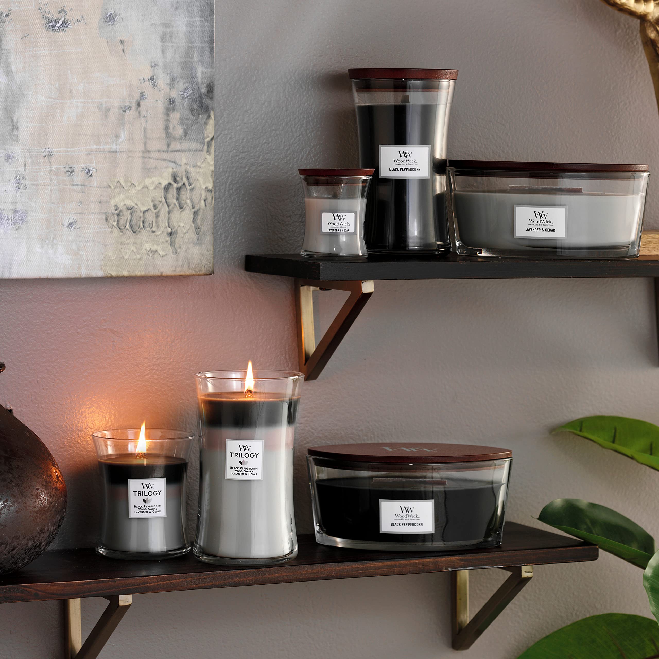 WoodWick Ellipse Trilogy Scented Candle Set - Warm Woods | Crackling Wooden Wick | Up to 50 Hours Burn Time 8