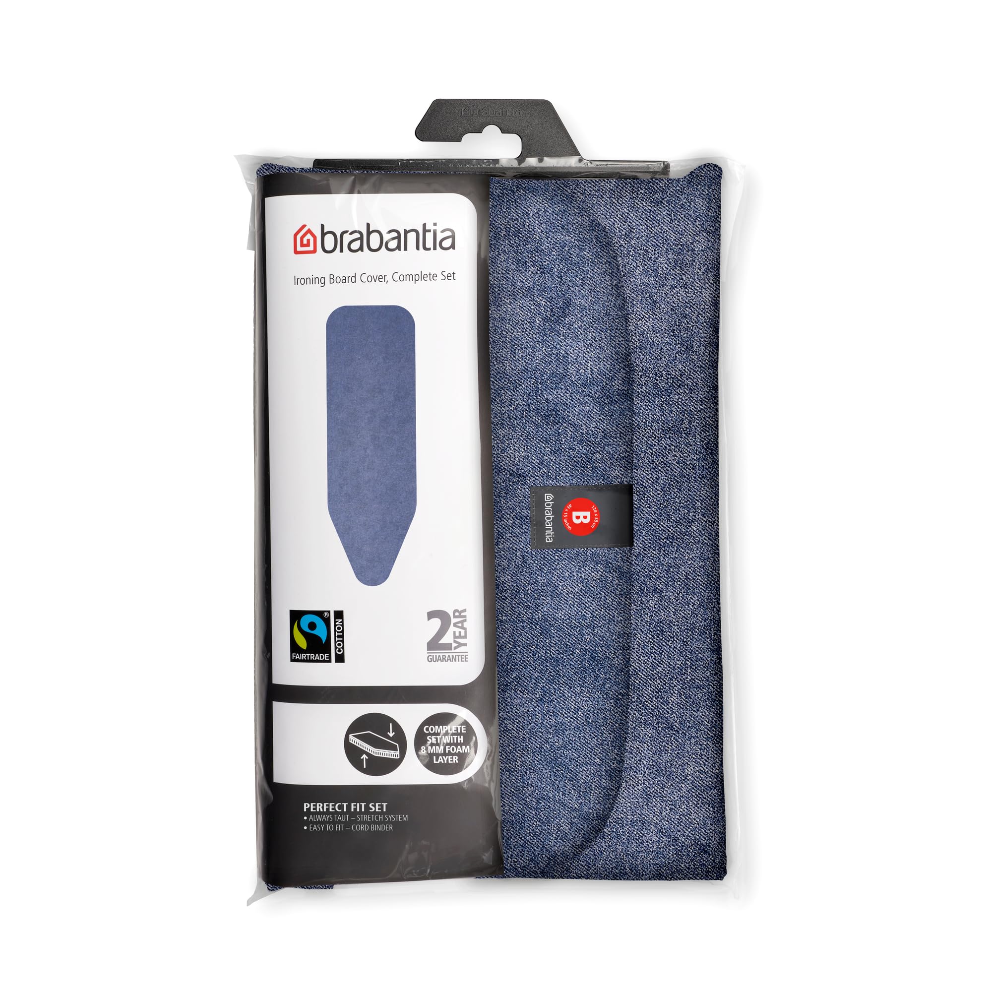 Brabantia Ironing Board Cover B - 100% Cotton Top Layer | 8mm Foam Padding | Denim Blue | 124x38 cm 2