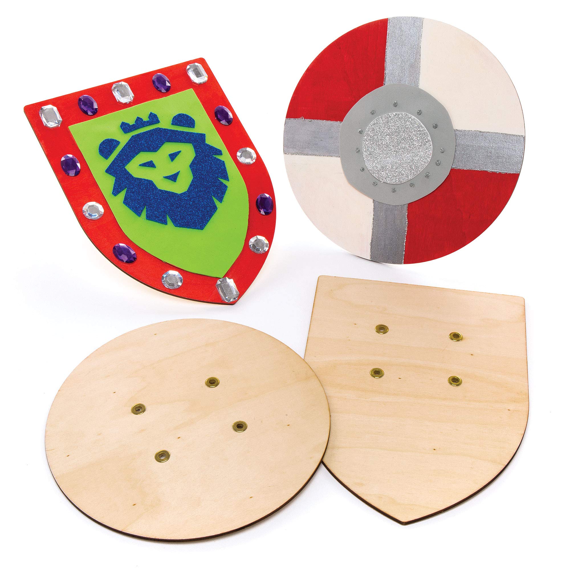 Baker Ross AW654 Wooden Shields for Kids Crafting | Pack of 2 | 25-30 cm Plywood 1