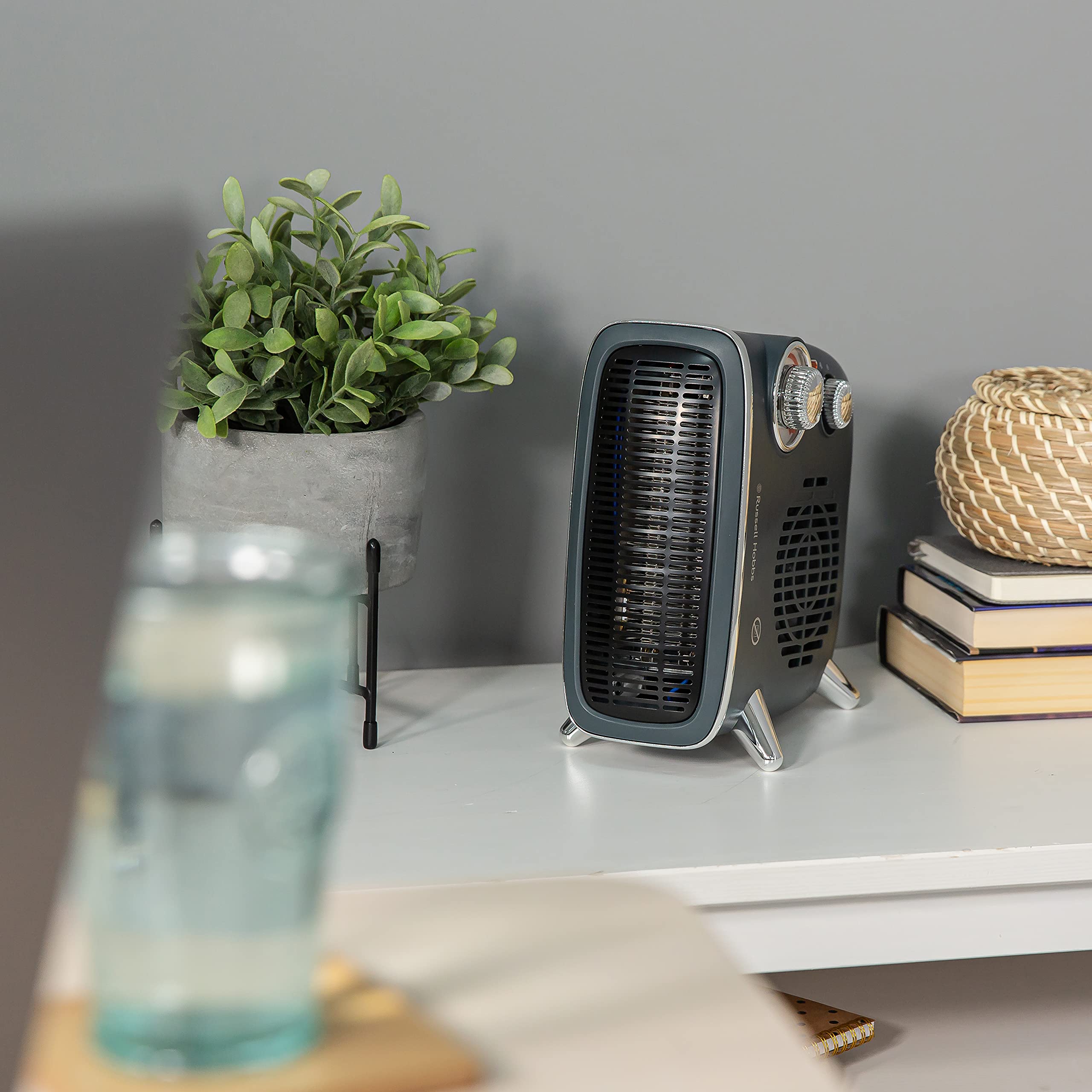 Russell Hobbs Retro Electric Fan Heater - 1.8KW | Adjustable Thermostat | Grey | RHRETHFH1001G 7