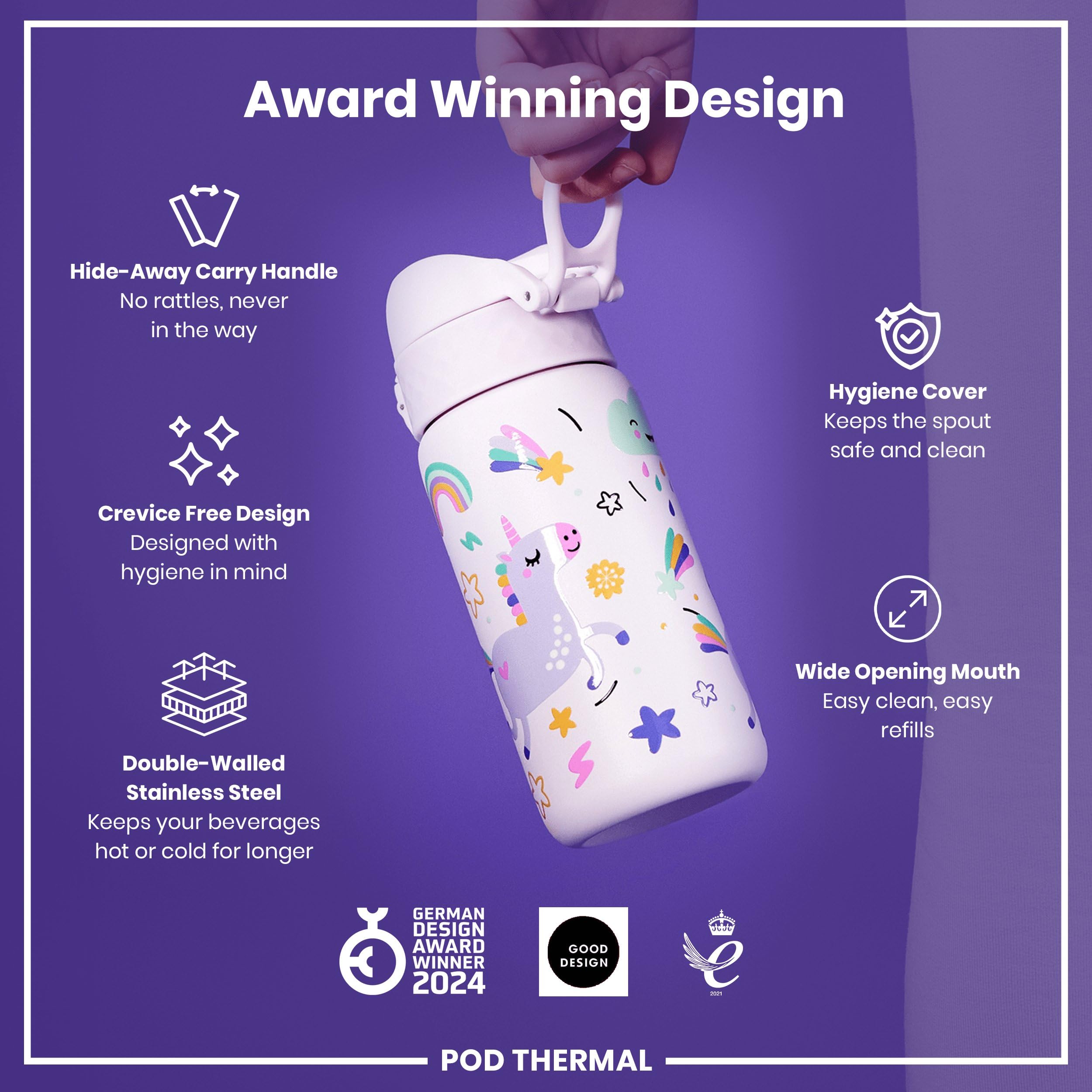 Ion8 Insulated Steel Water Bottle - 320 ml/11 oz, Leak Proof, Pink Unicorns | Dishwasher Safe 6