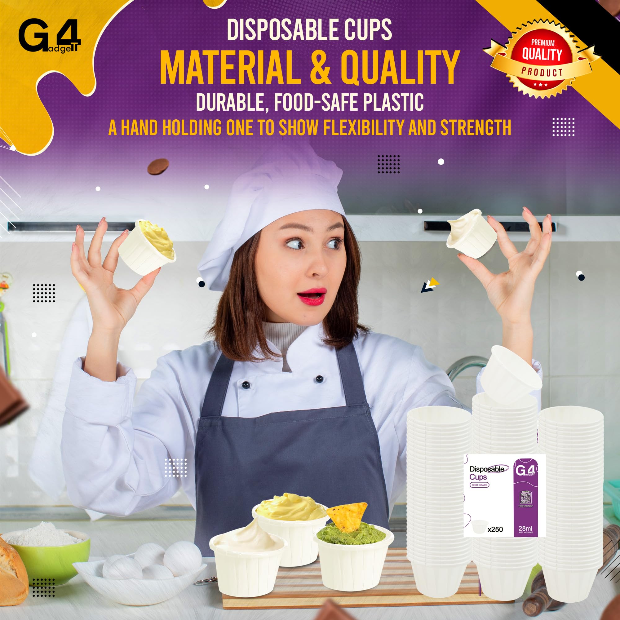 G4GADGET 250x Wax Paper Medicine Pots - 28ml Fluid Resistant Disposable Cups 7